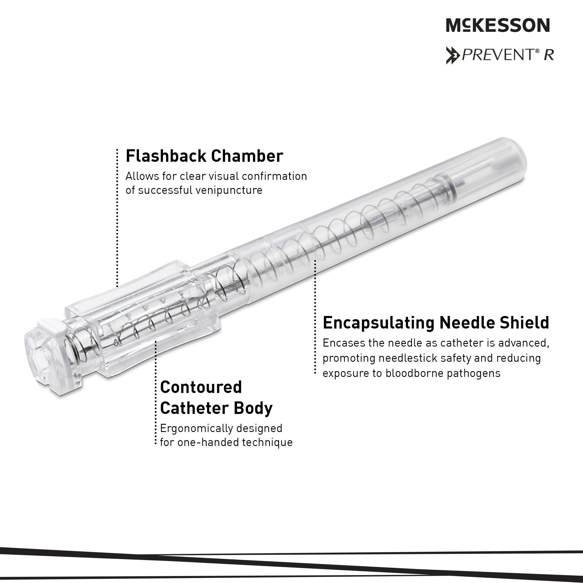McKesson Brand - 200-IVR2434 Peripheral IV Catheter McKesson 24 Gauge 3/4 Inch Polyurethane Straight Hub Non Blood Control Push Button Safety