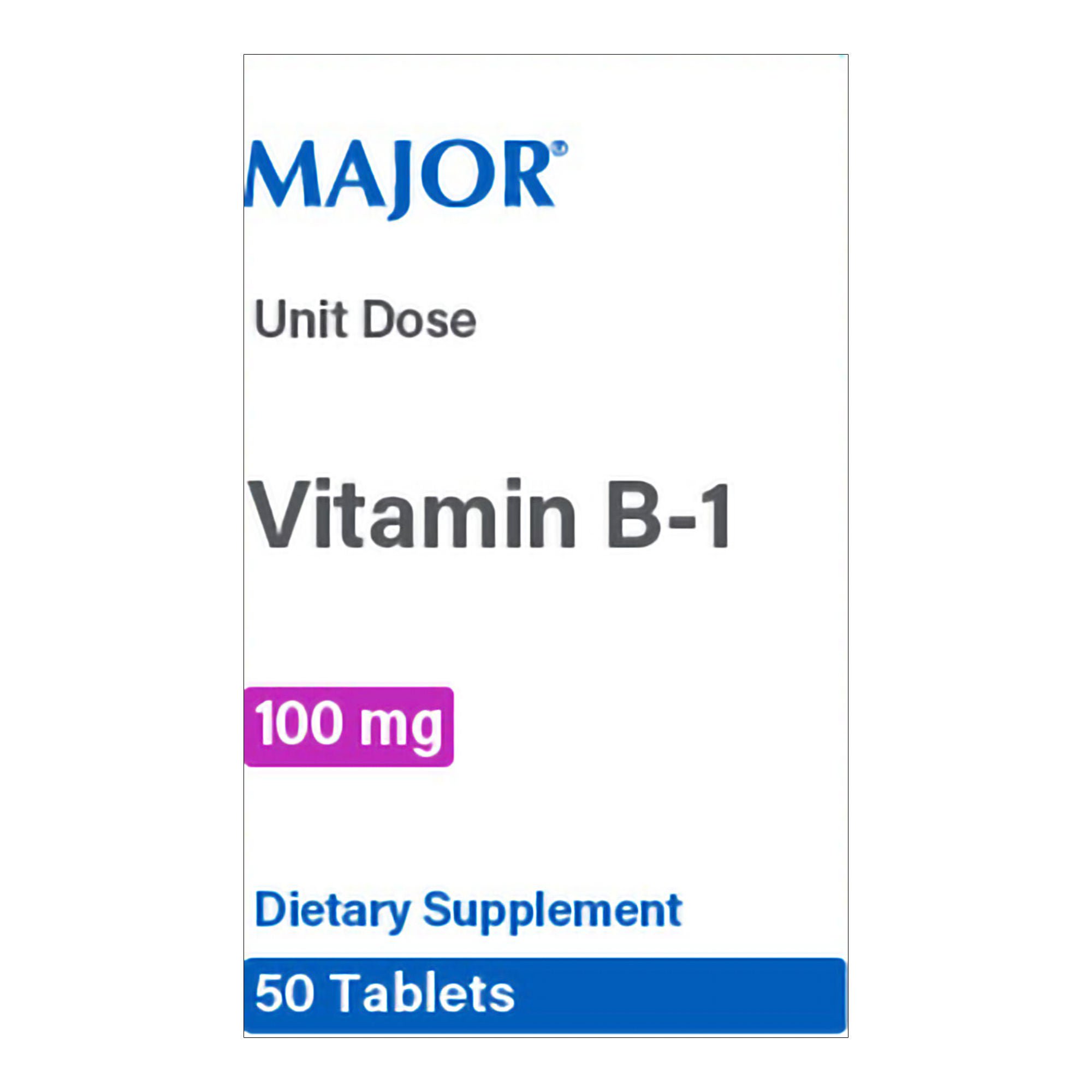 Major Pharmaceuticals - 00904719106 Vitamin Supplement Vitamin B1 100 mg Strength Tablet 50 per Box