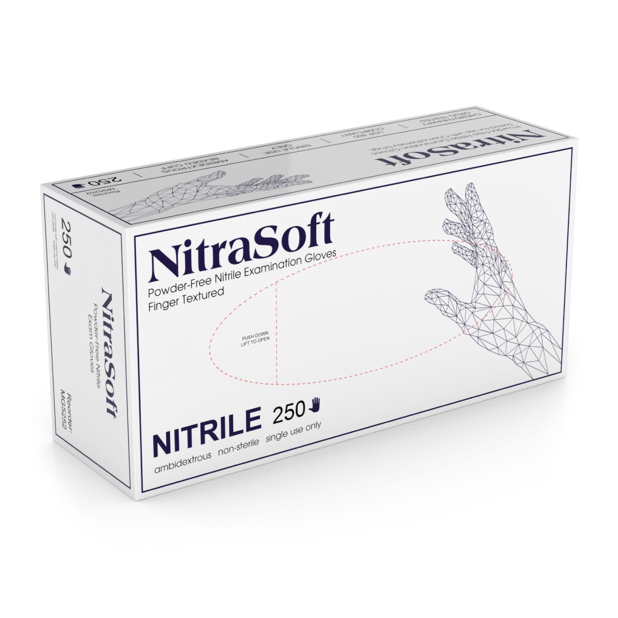 Medgluv Inc - MG5250 Exam Glove NitraSoft 250 X-Small 250 per Box NonSterile Nitrile Standard Cuff Length Textured Fingertips Cobalt Blue Chemo Tested / Fentanyl Tested