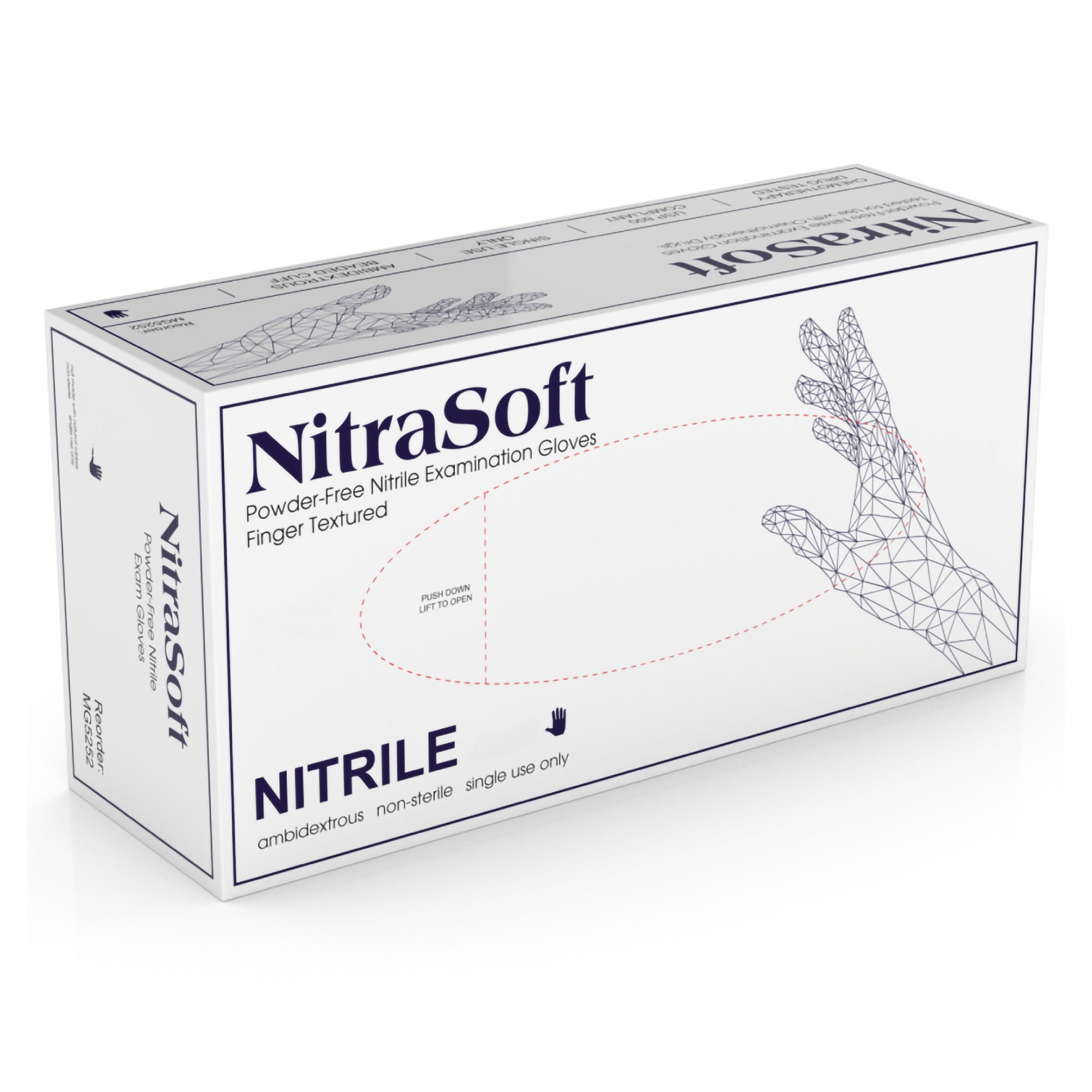 Medgluv Inc - MG5252 Exam Glove NitraSoft 250 Medium 250 per Box NonSterile Nitrile Standard Cuff Length Textured Fingertips Cobalt Blue Chemo Tested / Fentanyl Tested