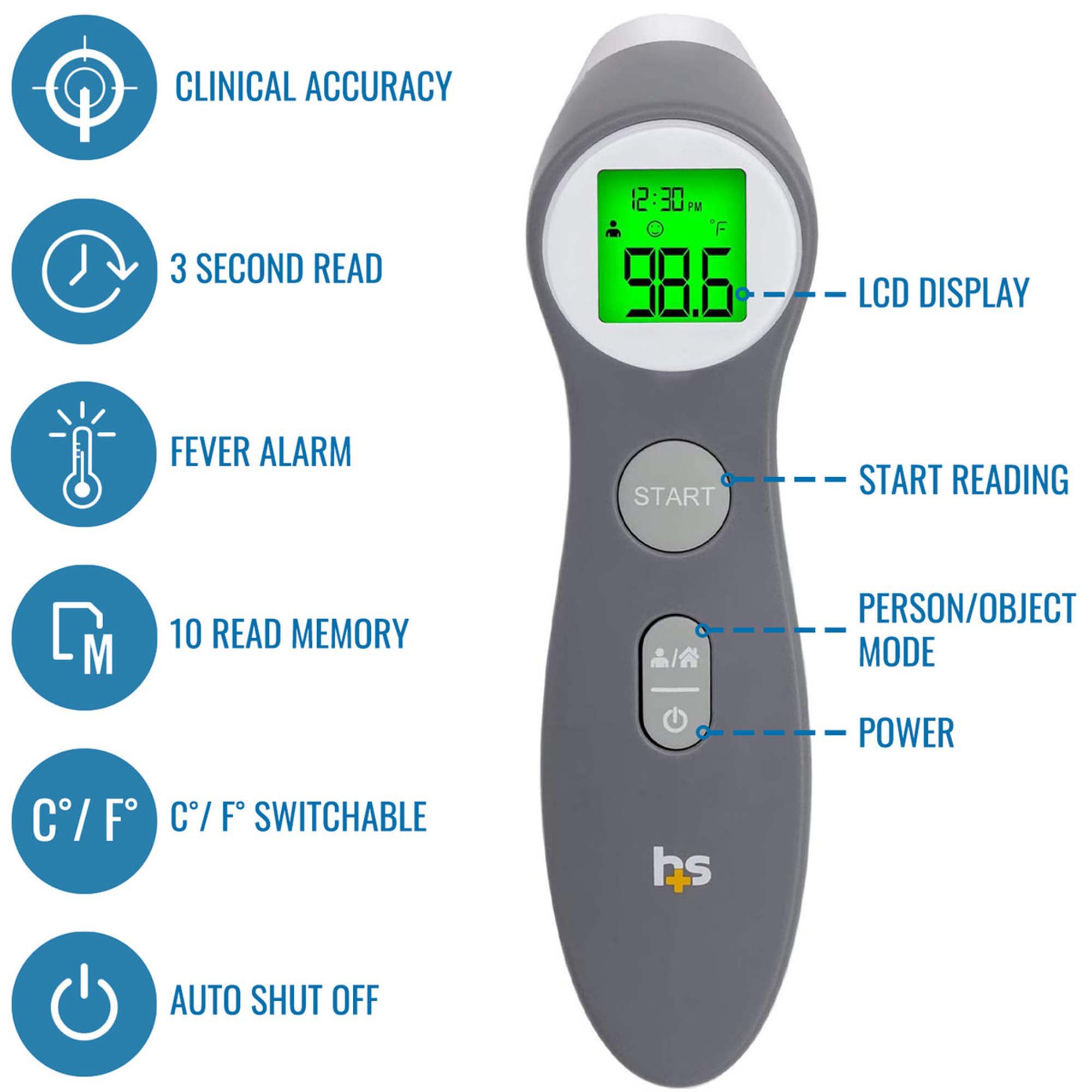 Mabis Healthcare 18-555-000 - HealthSmart® Digital Touchless Infrared Thermometer - 1/Each