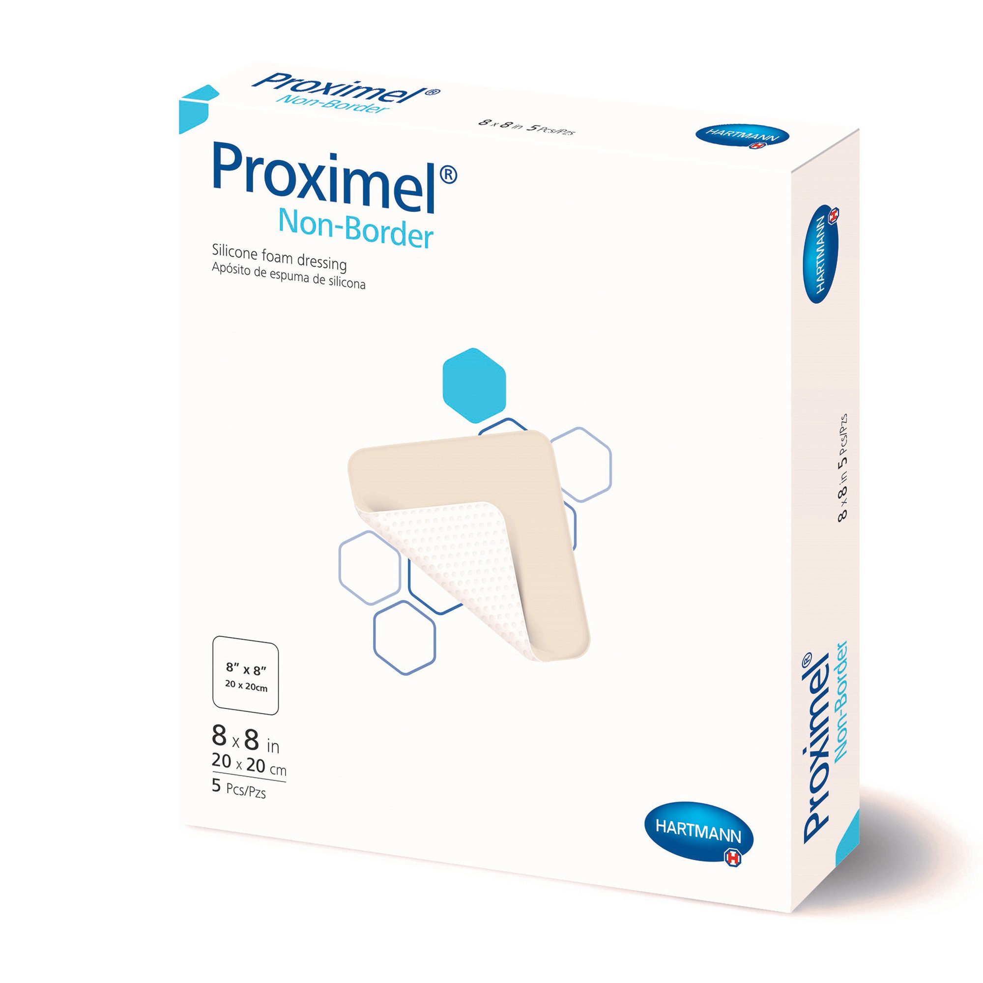Hartmann 15713104 - Proximel® Non-Border Foam Dressing, 8 x 8 Inch - 1/Each, 5/Box, 50/Case