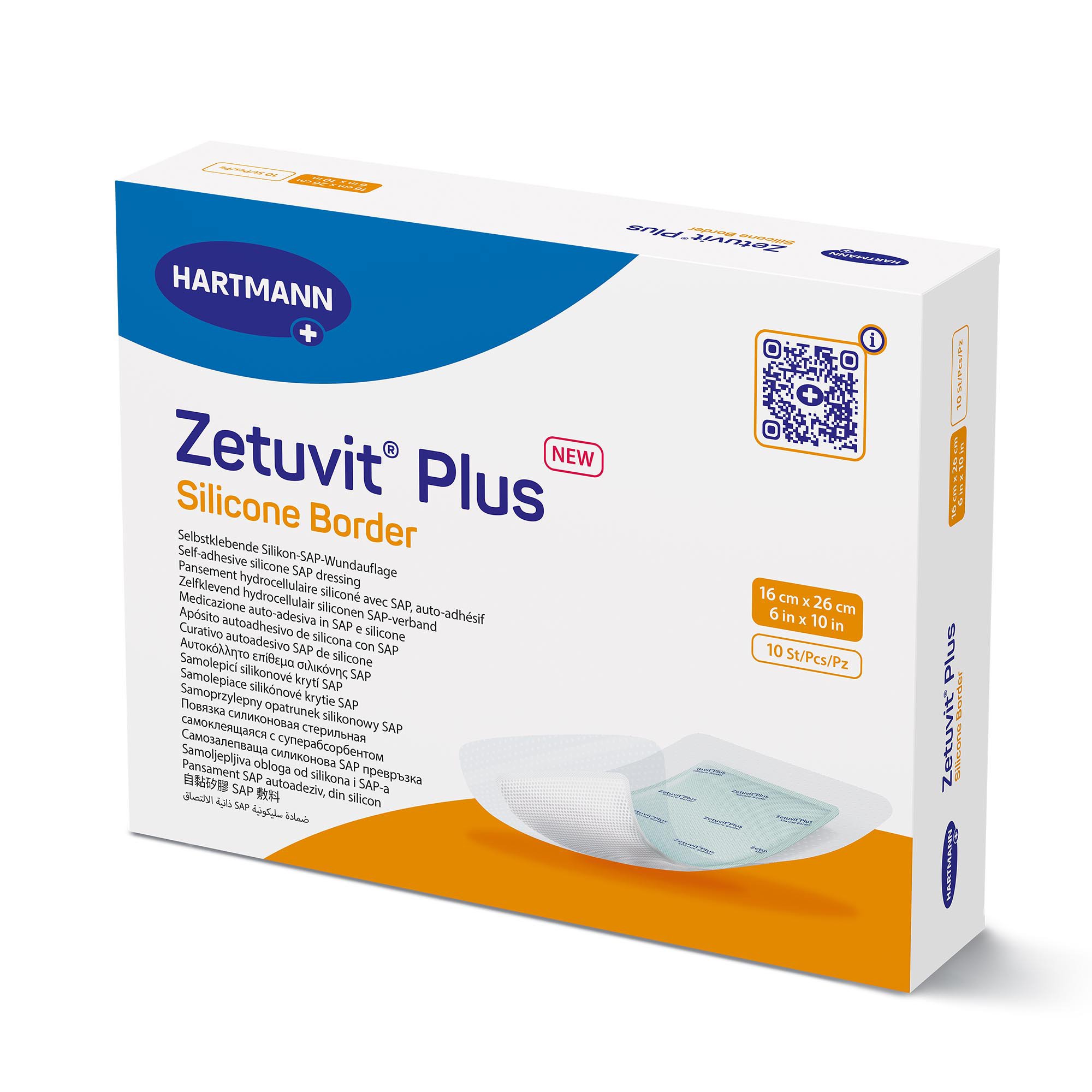 Hartmann 413904 - Zetuvit® Plus Silicone Border Super Absorbent Dressing, 6 x 10 Inch - 1/Each, 10/Box