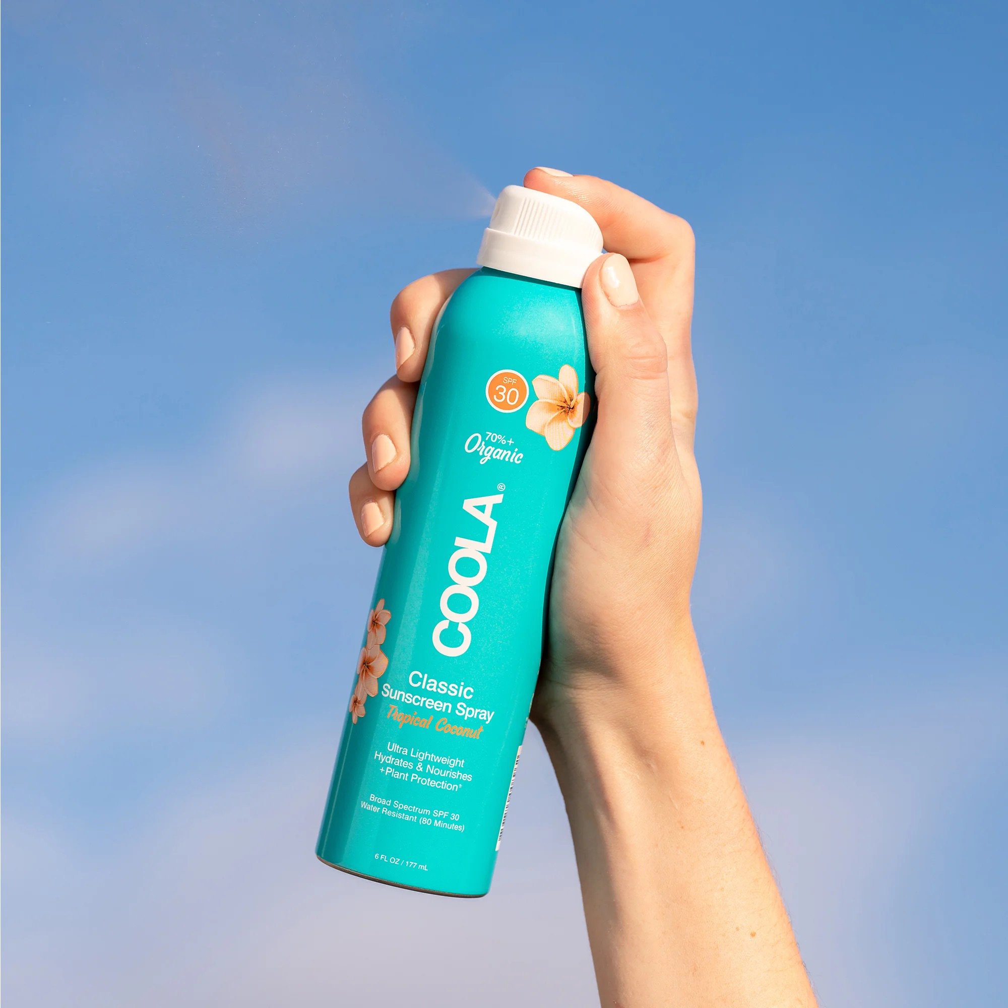 COOLA LLC CL10105 - Coola® Clear Body Sunscreen Spray SPF 30 Tropical Coconut Scent, 6-ounce Can - 1/Each, 24/Case