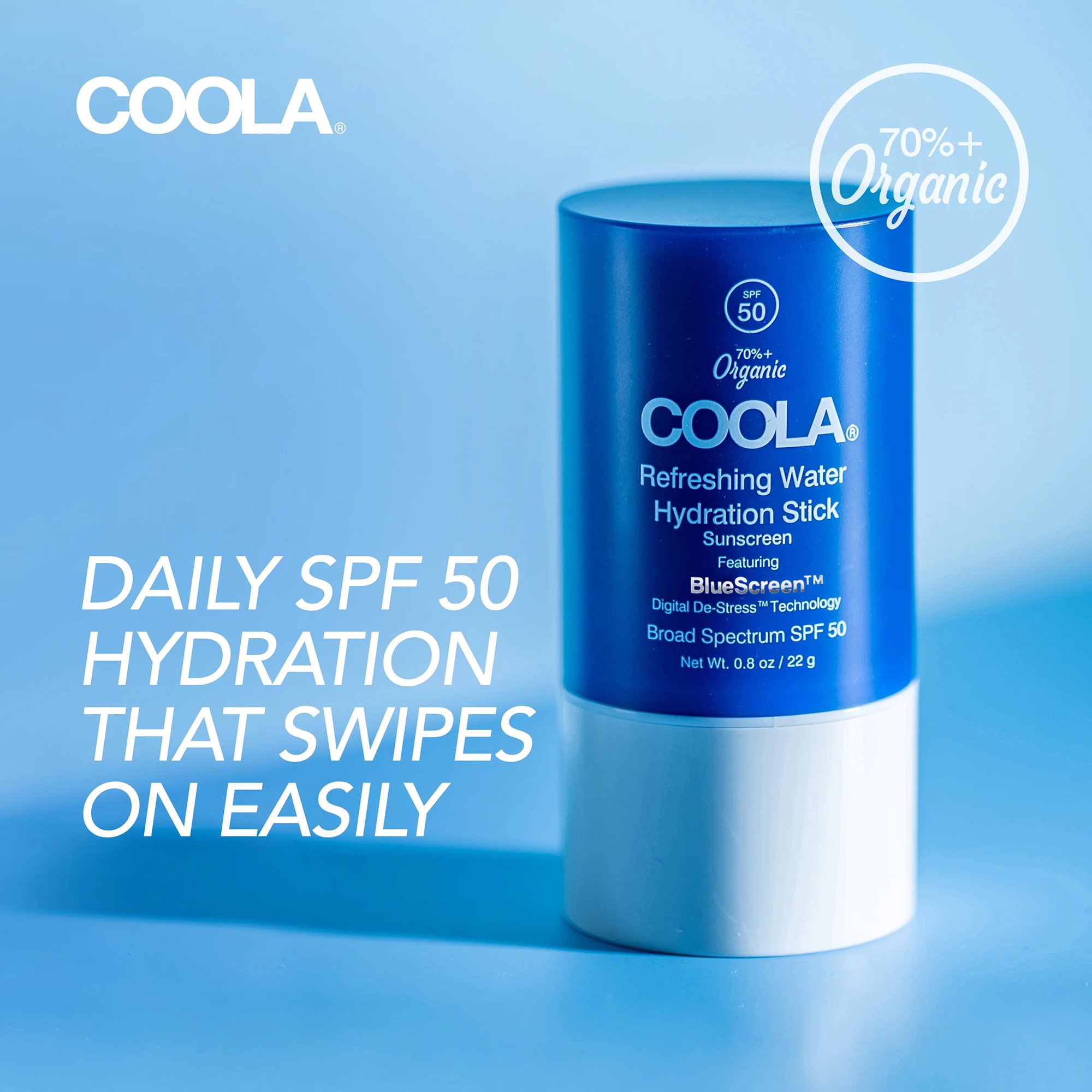 COOLA LLC CL10442 - Coola® Refreshing Water Hydration Stick Sunscreen with BlueScreen™ SPF 50 - 1/Each, 24/Case