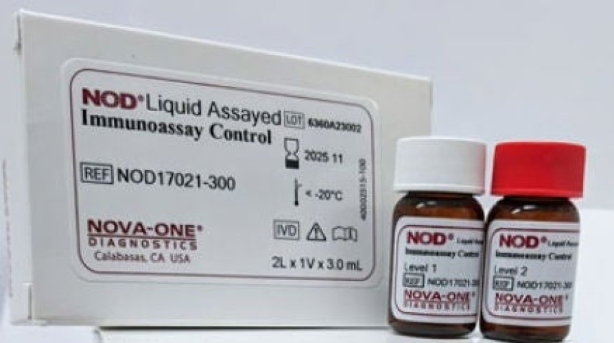 Nova-One Diagnostics - NOD17021-300 Assayed Control Set NOD® Frend Free Thyroxine (FT4) / Prostate-specific Antigen (PSA) / Testosterone / Thyroid Stimulating Hormone (TSH) / Vitamin D (25-OH) Level 1, 2 2 X 3 mL