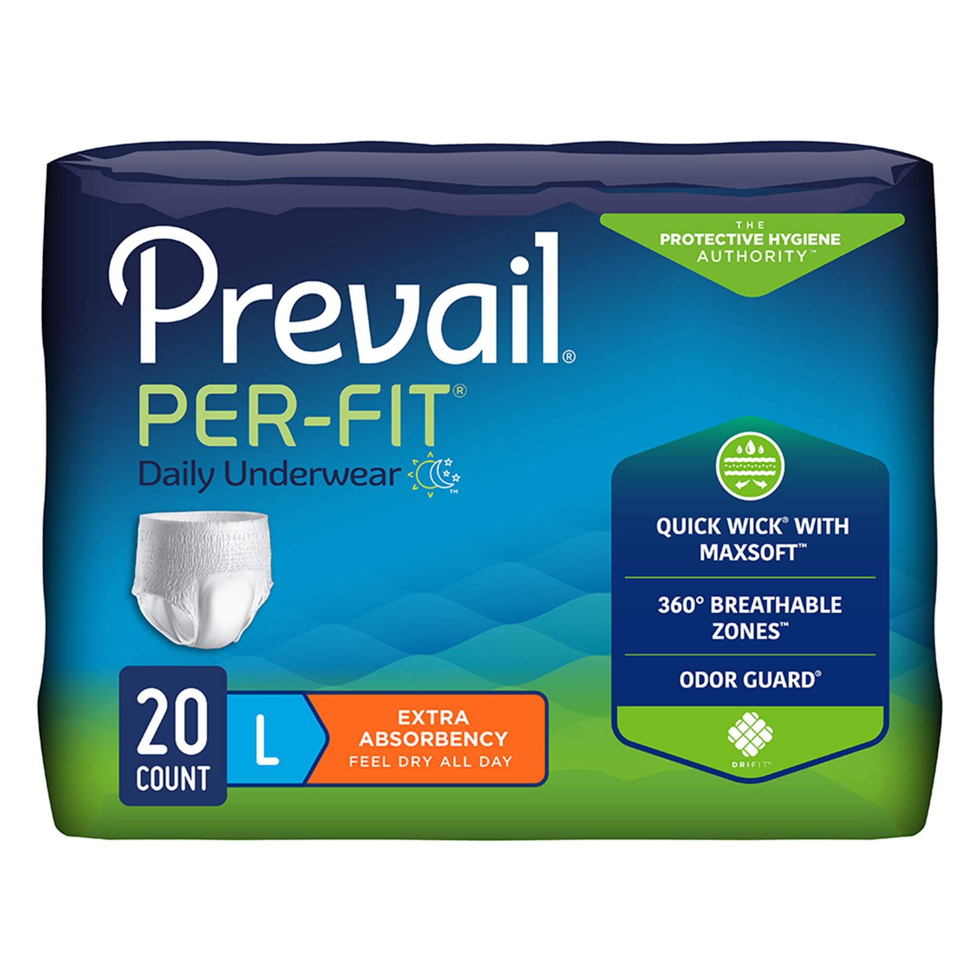 First Quality Products LLC PF-513-1 - Prevail Per-Fit® Daily Underwear, Large - 20/Pack, 80/Case