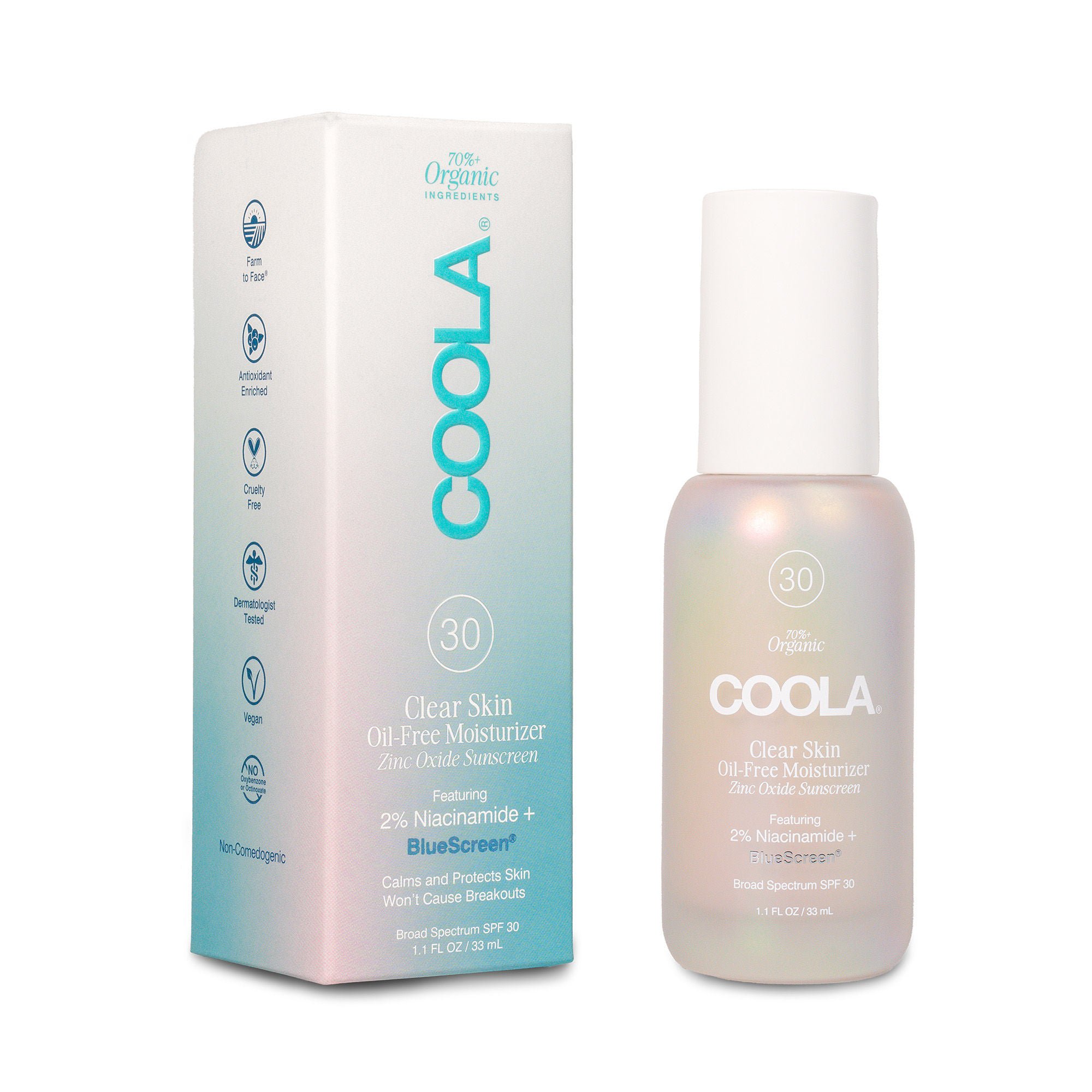 COOLA LLC - CL10694 Coola® Clear Skin Oil-Free Moisturizer Zinc Sunscreen w/ BlueScreen™ SPF 30