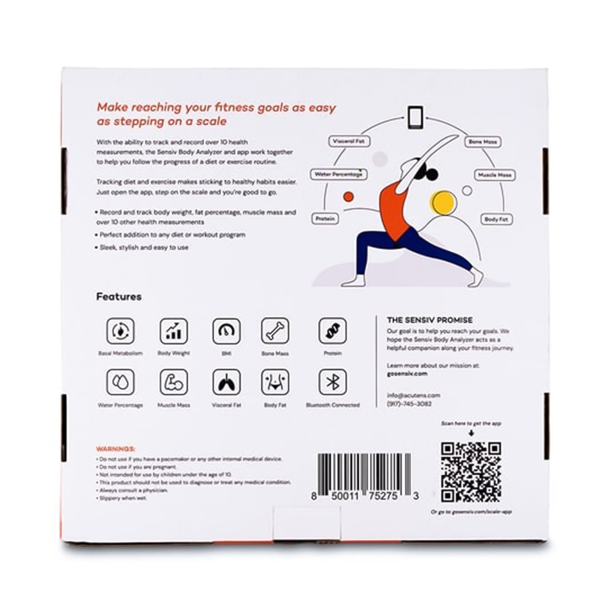 Acutens Inc SENBFS - Sensiv Body Analyzer Bluetooth Smart Scale - 1/Each, 5/Case