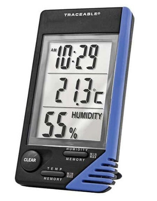 Cole-Parmer-Antylia Scientific - UX-20250-30 Digital Thermometer / Hygrometer Digi-Sense™ Traceable® Fahrenheit / Celsius 0° to 32°F (0° to 50°C) External Probe Flip-out Stand / Wall Mount Battery Operated