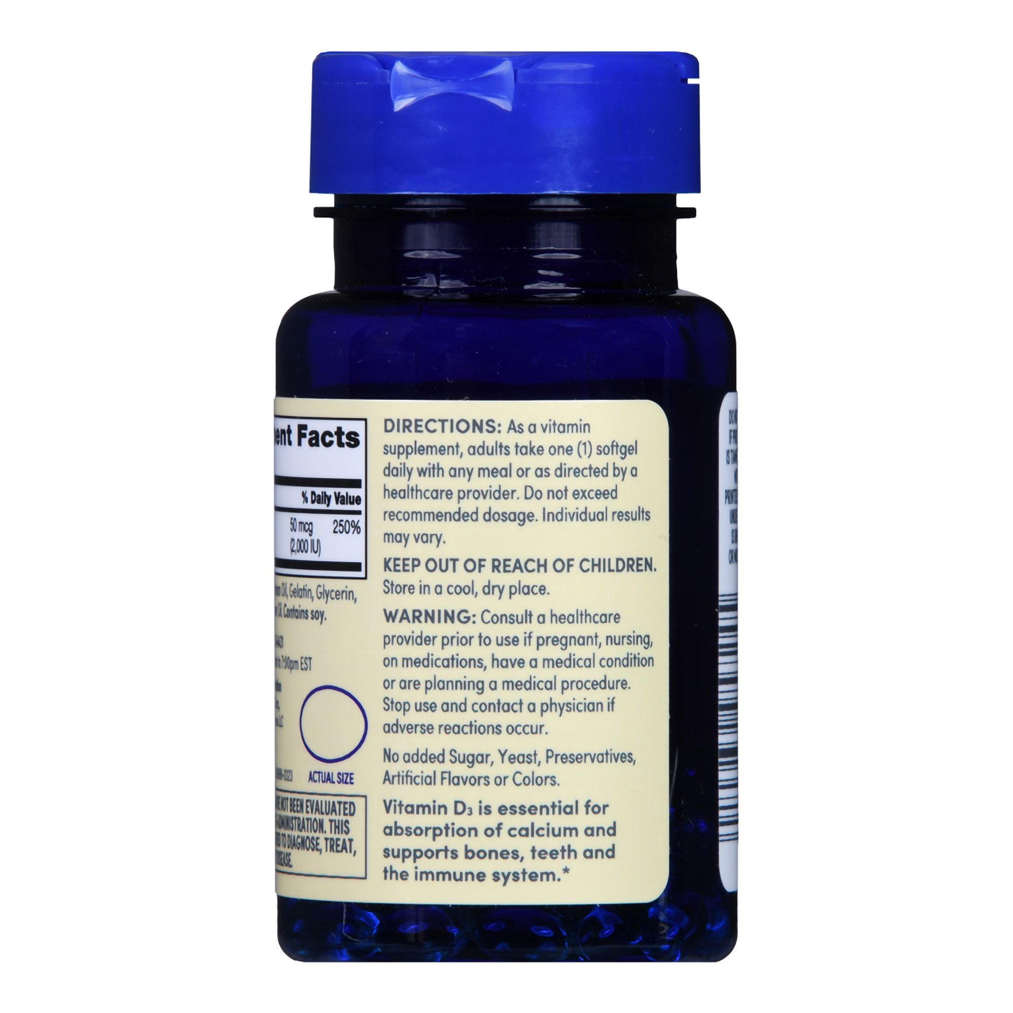 McKesson Brand 1093995724 - Foster & Thrive™ Vitamin D-3 50 mcg (2000 IU) Rapid Release Softgels - 1/Bottle