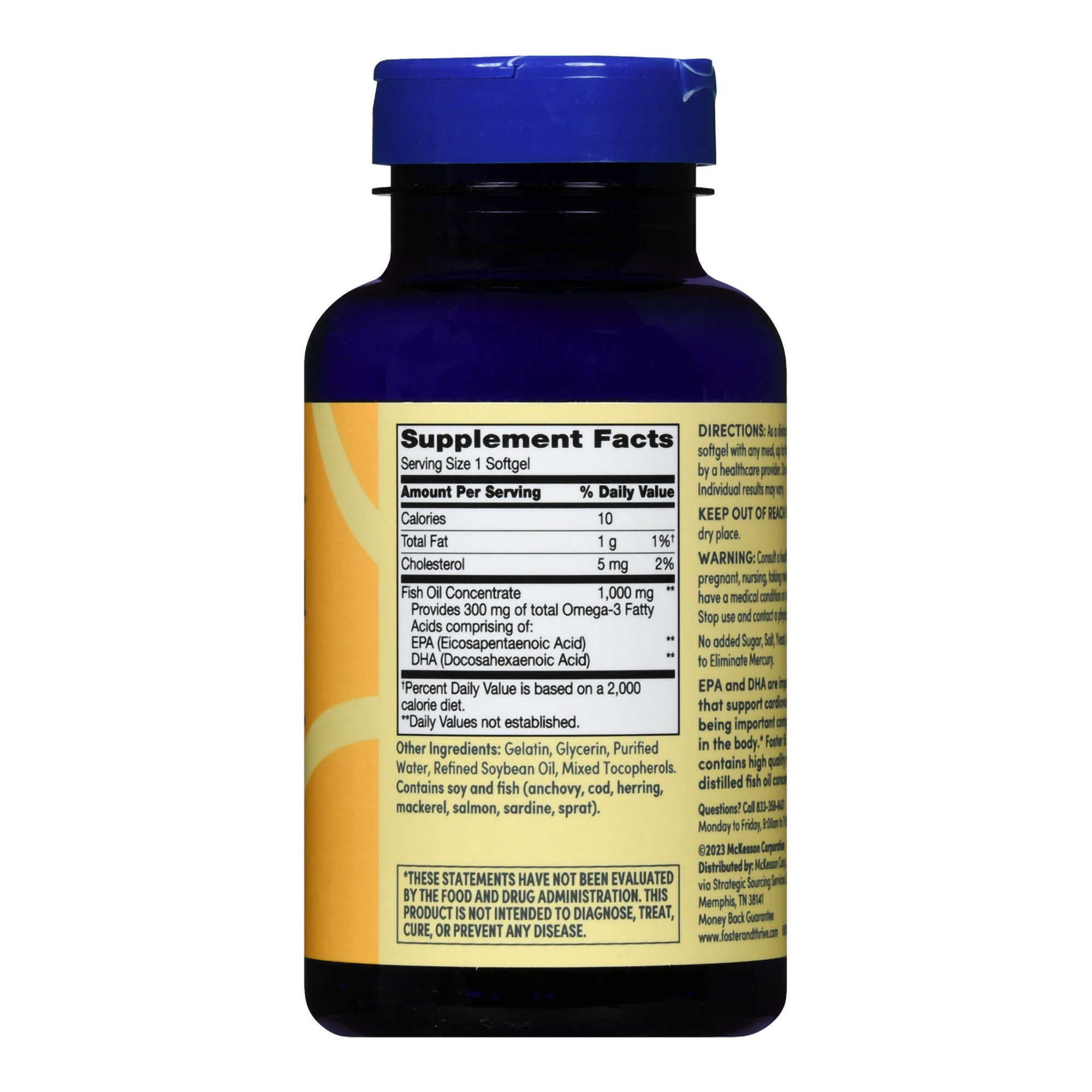 McKesson Brand 1093995741 - Foster & Thrive™ Fish Oil 1000 mg Softgels - 1/Bottle