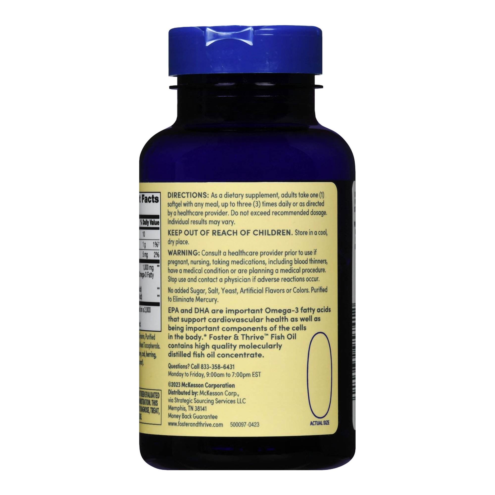 McKesson Brand 1093995741 - Foster & Thrive™ Fish Oil 1000 mg Softgels - 1/Bottle