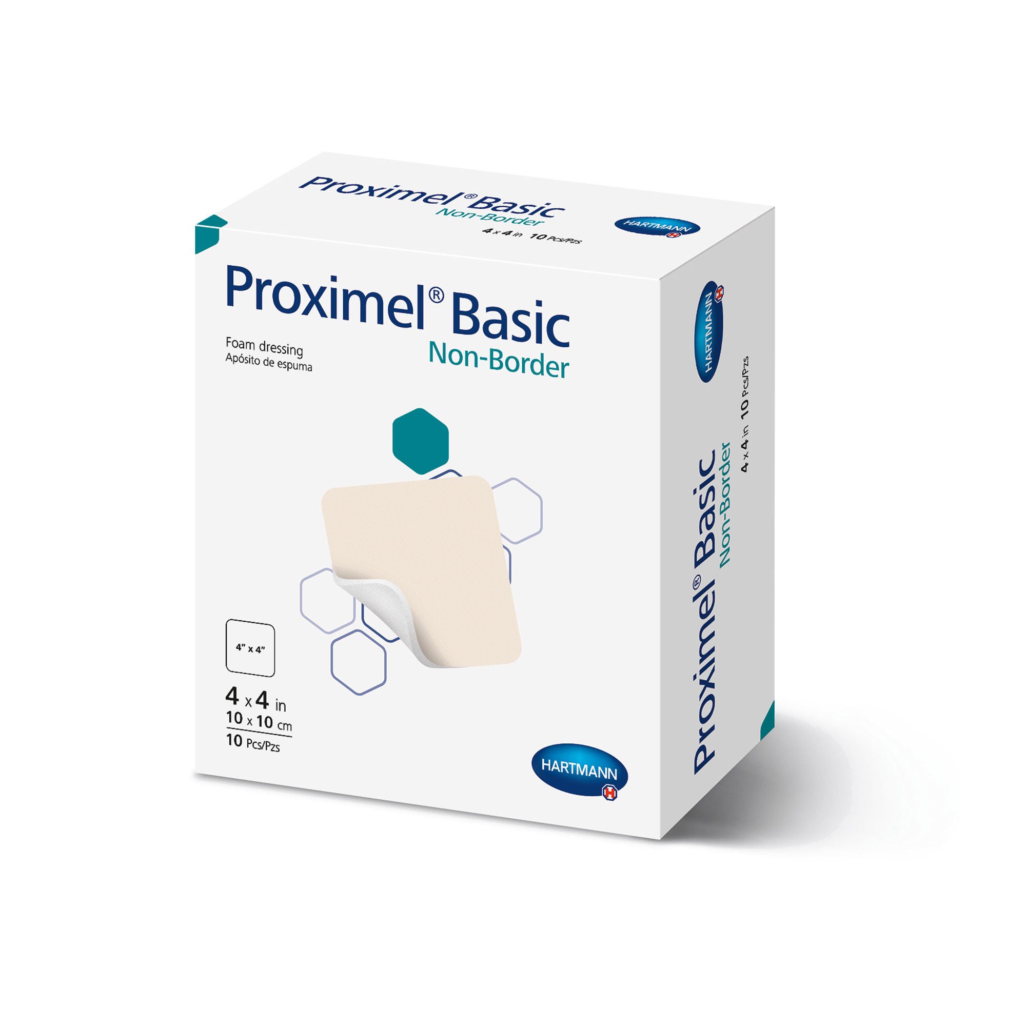 Hartmann - 15713107 Foam Dressing Proximel® Basic Non-Border 4 X 4 Inch Without Border Waterproof Film Backing Nonadhesive Square Sterile