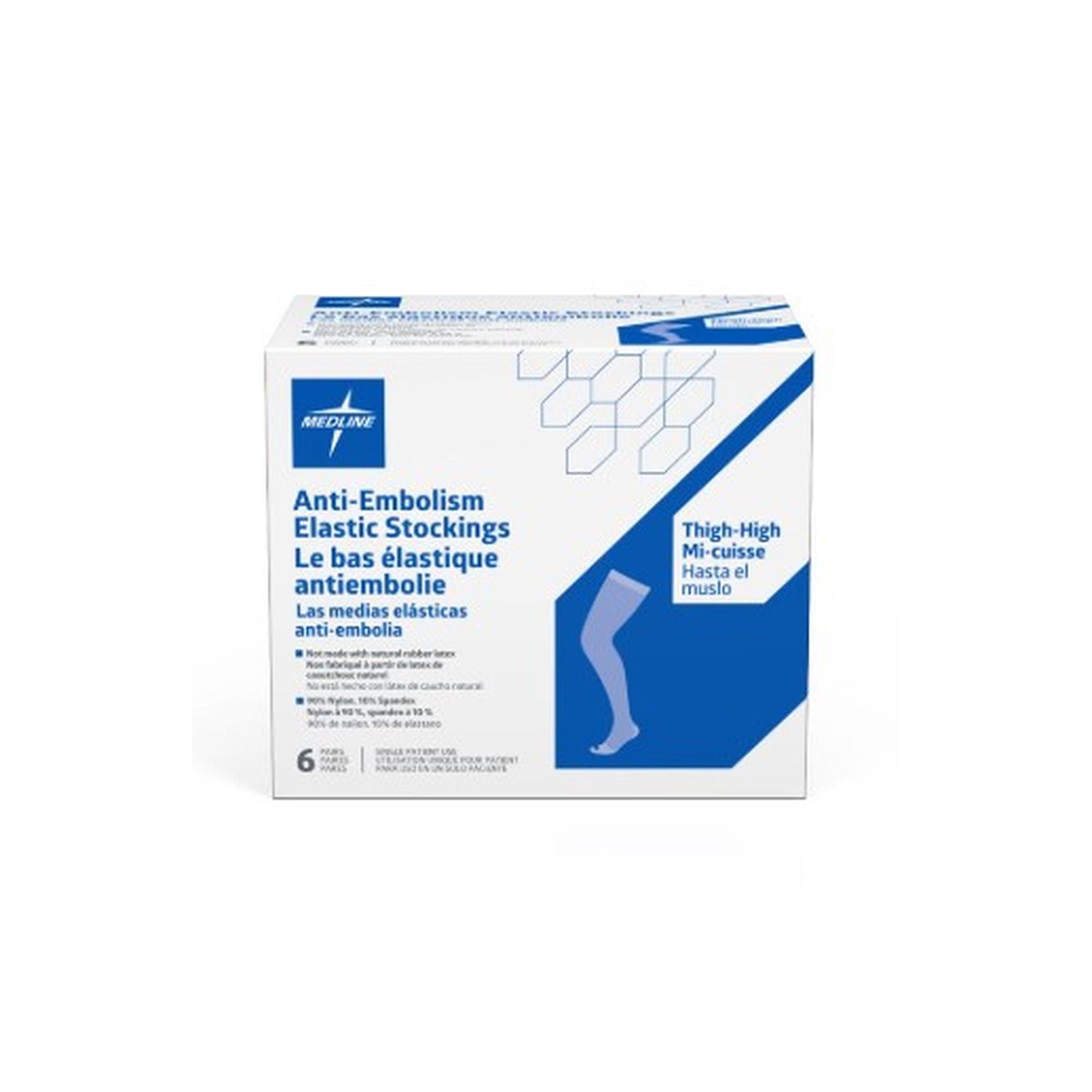 Medline - MDS160864 Anti-embolism Stocking Medline Thigh High Large White Closed Toe