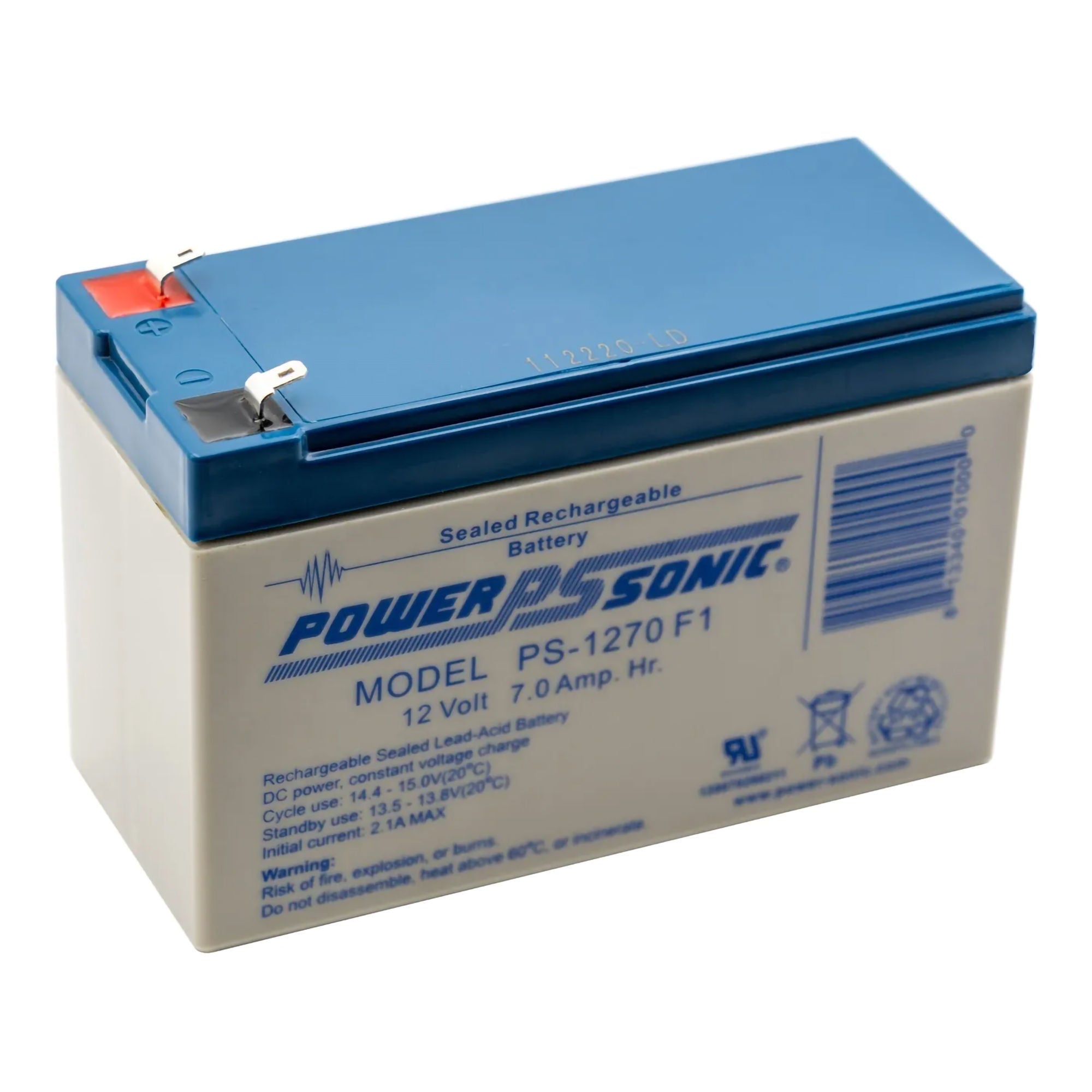 R & D Batteries - PS-1270 Sealed Lead Acid Battery Pack Power-Sonic® 12 Volt Reusable 1 per Pack
