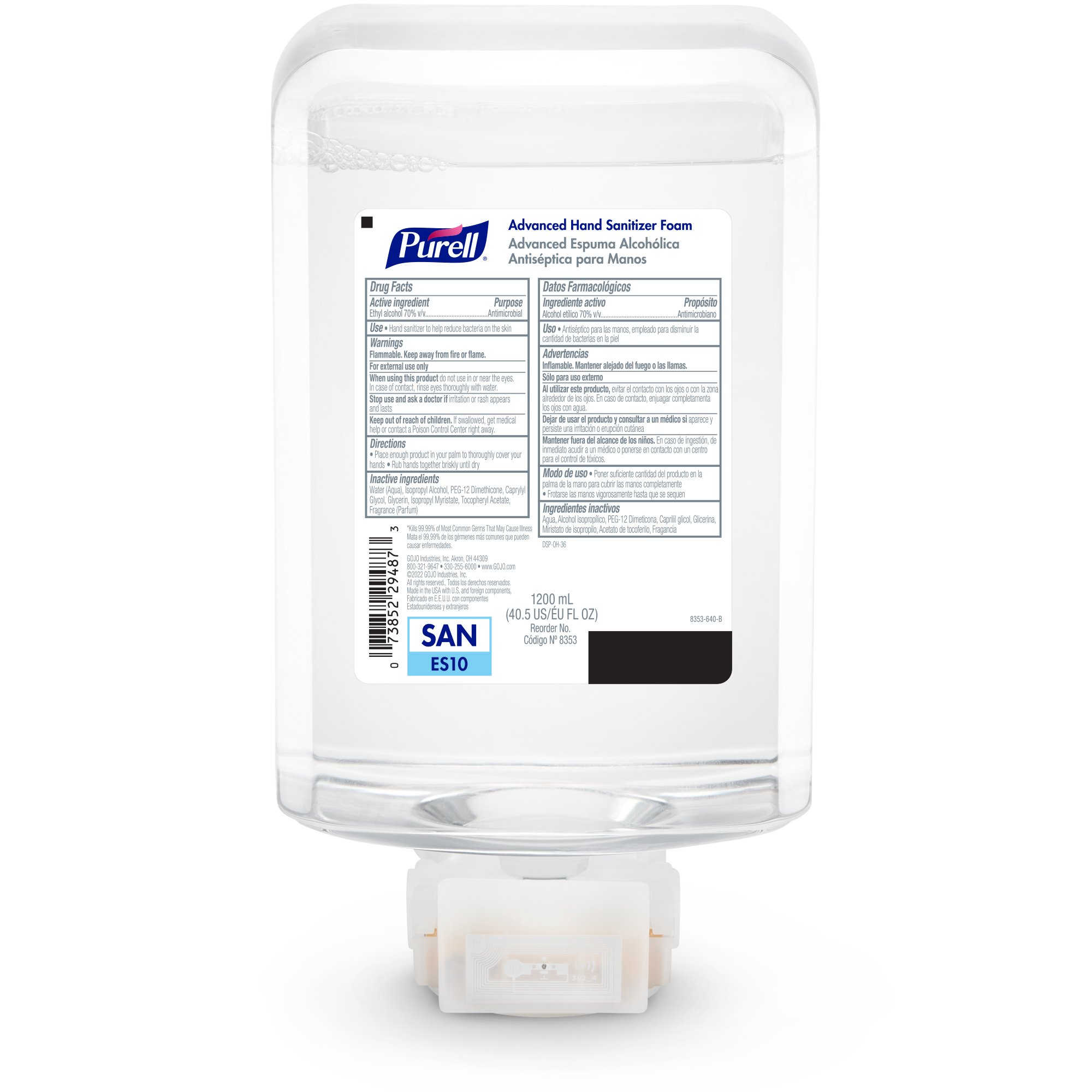 GOJO 8353-02 - Purell® Advanced 70% Ethyl Alcohol Hand Sanitizer, 1200 mL Dispenser Refill - 2/Case