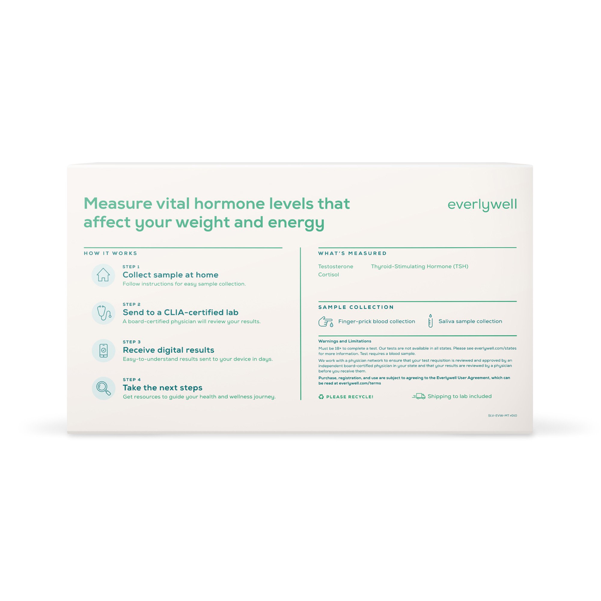 Everly Health Solutions K-EVW-00024 - Everlywell Metabolism Test - 1/Kit, 12/Case