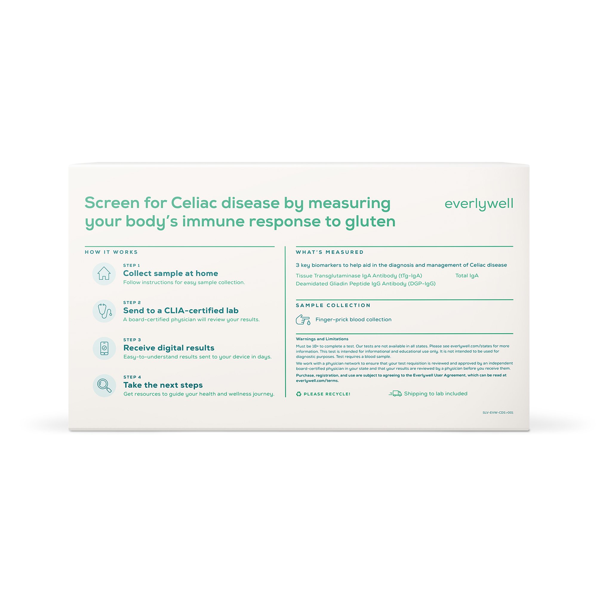 Everly Health Solutions K-EVW-00853 - Everlywell Celiac Disease Screening Test - 1/Kit, 12/Case