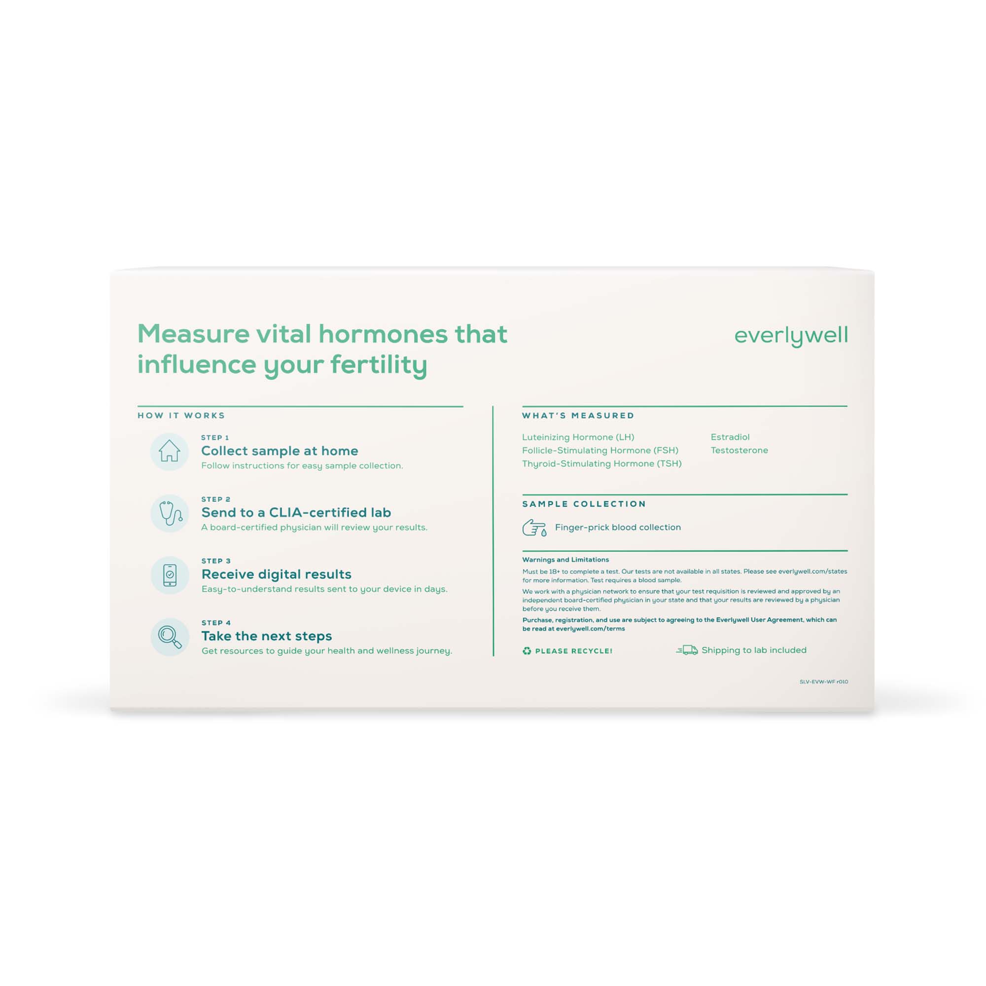Everly Health Solutions K-EVW-00804 - Everlywell Women's Fertility Test - 1/Kit