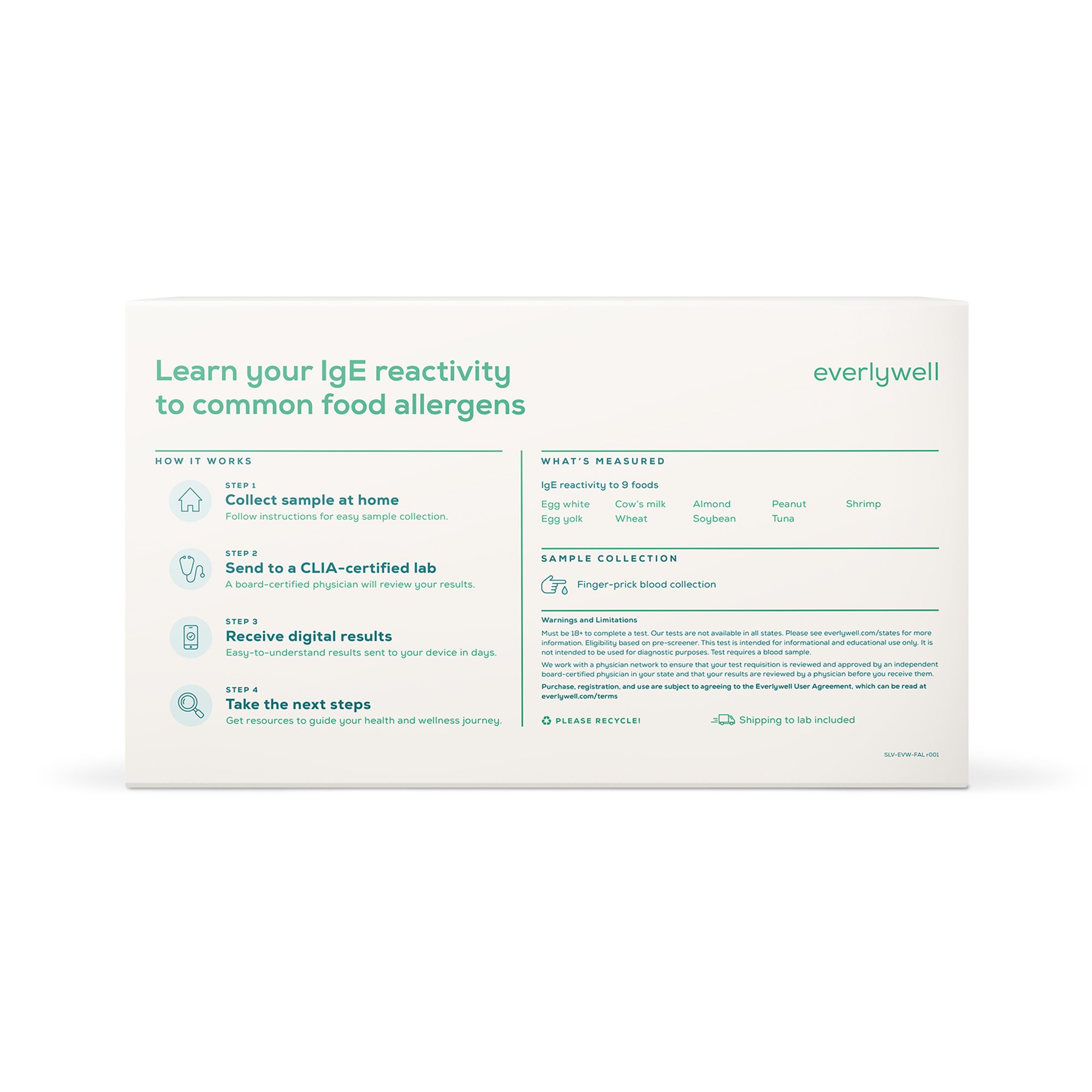 Everly Health Solutions K-EVW-00852-II - Everlywell Food Allergy Test - 1/Kit, 12/Case