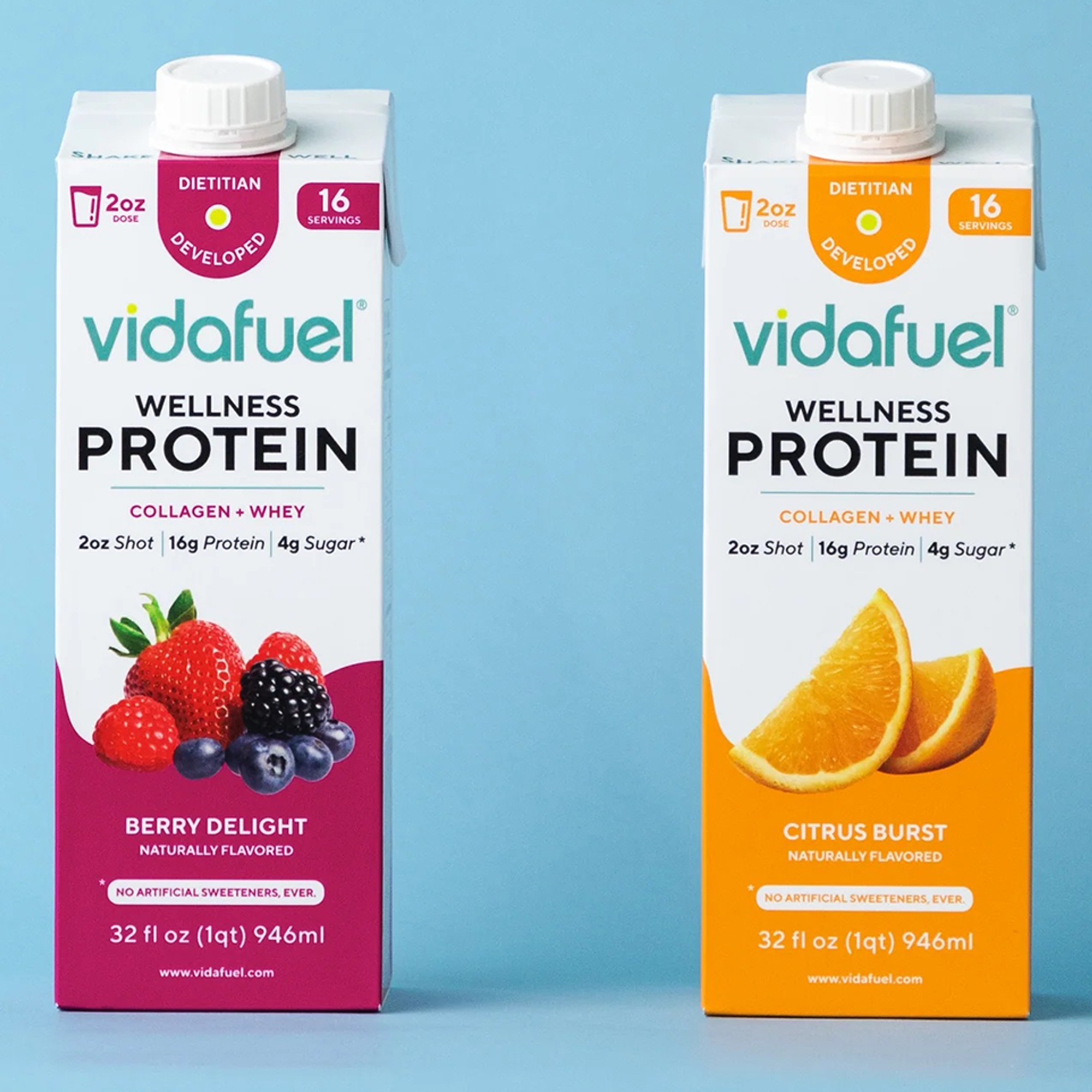 Vidafuel Inc 02-222A - Vidafuel Wellness Protein Drink with Collagen and Whey, Berry Delight Flavor - 1/Each, 6/Case
