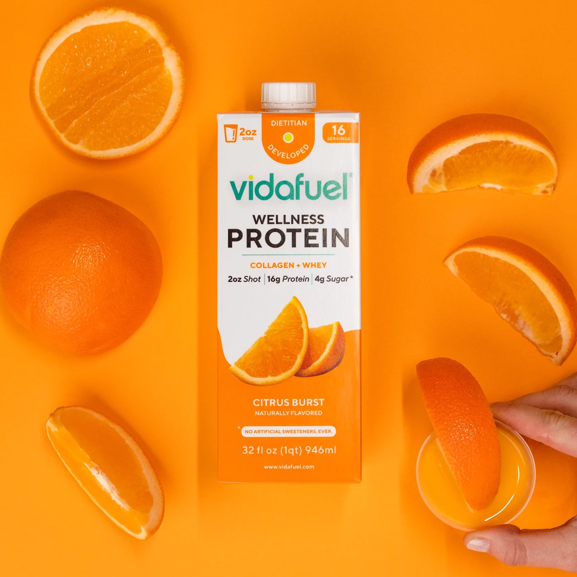 Vidafuel Inc 03-322A - Vidafuel Wellness Protein Drink with Collagen and Whey, Orange Burst Flavor - 1/Each, 6/Case