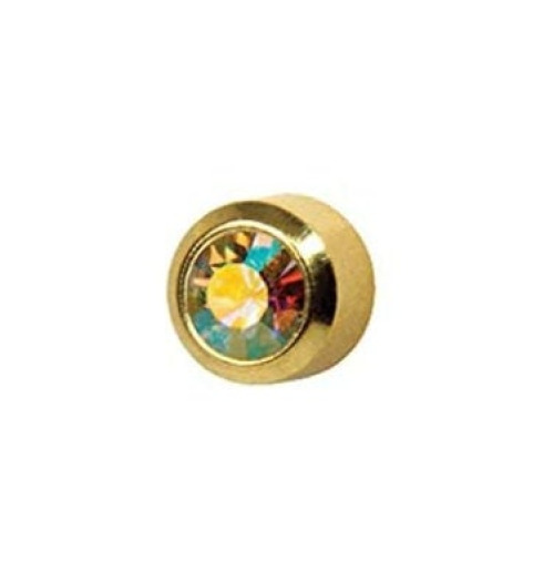 Medisystem - 2038P Ear Piercing Stud MediStuds® 24K Gold Plated Stainless Steel Aurora Borealis / Gold Birthstone Bezel Mount