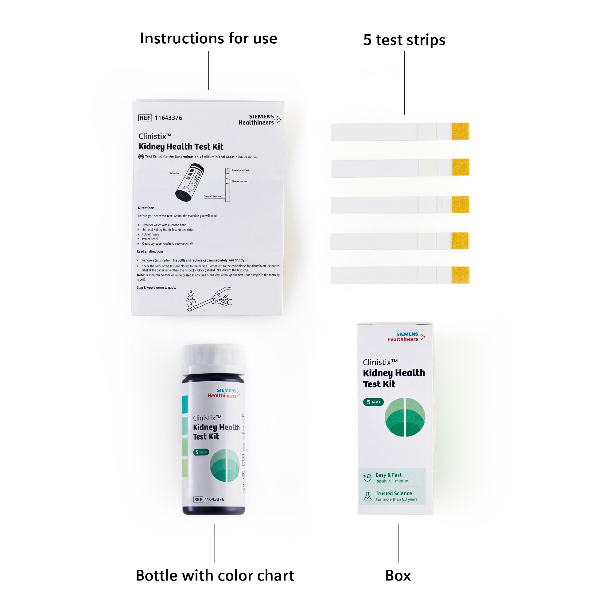Siemens 11694839 - Clinistix™ Kidney Health Test Kit, Urine Test Strips, Five Tests - 1/Kit, 24/Case