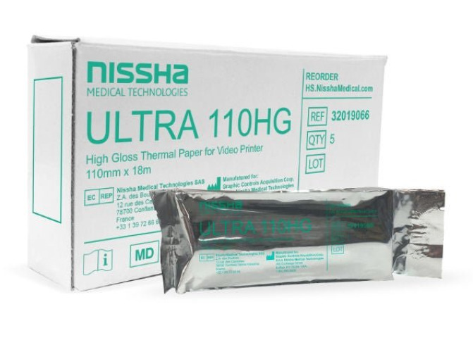 Nissha Medical Tech - 32019066 Ultrasound Video Paper Nissha Roll High Gloss Without Grid
