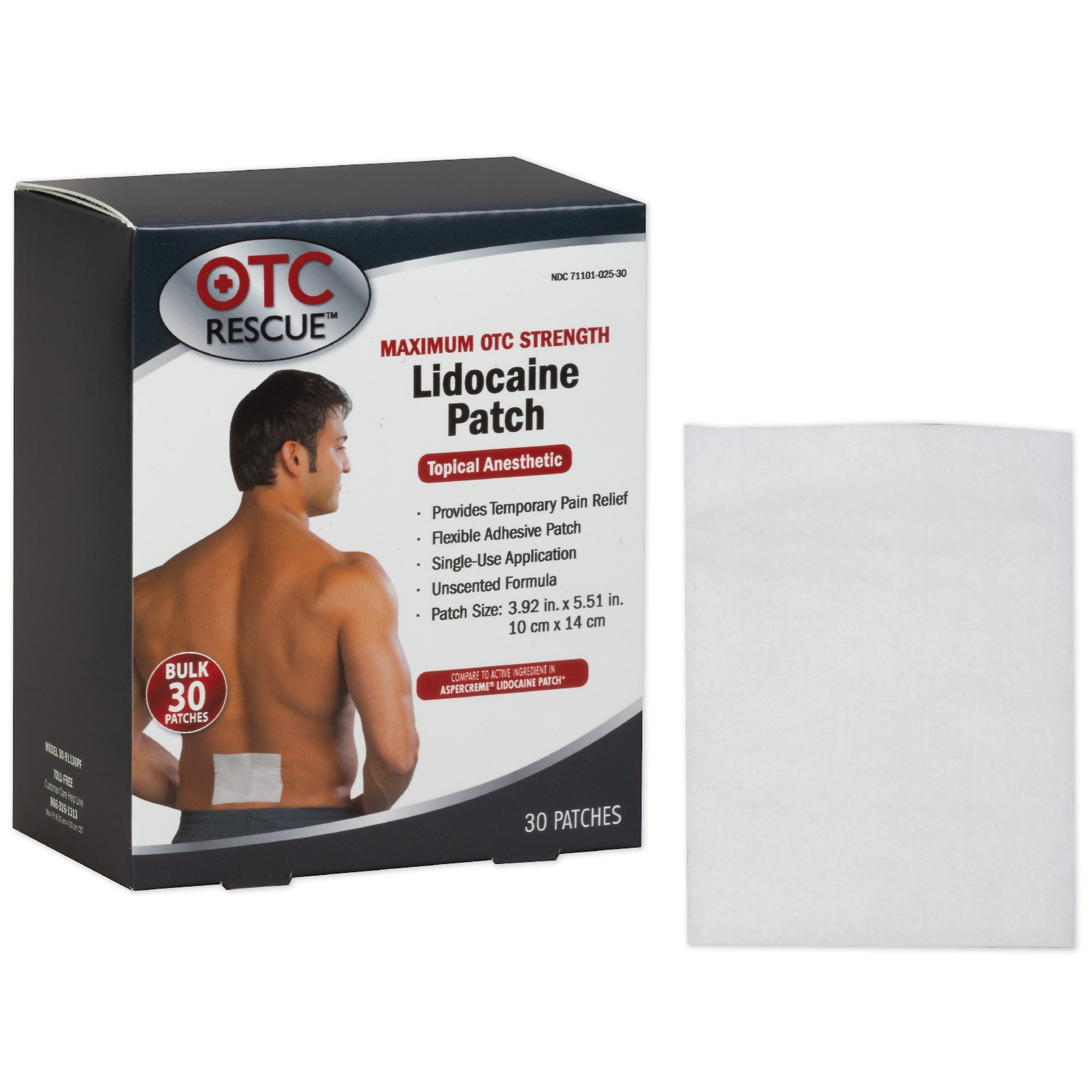 Veridian Healthcare LLC 30-91130PF - OTC Rescue™ Lidocaine Topical Pain Relief Patch - 1/Each, 8/Case