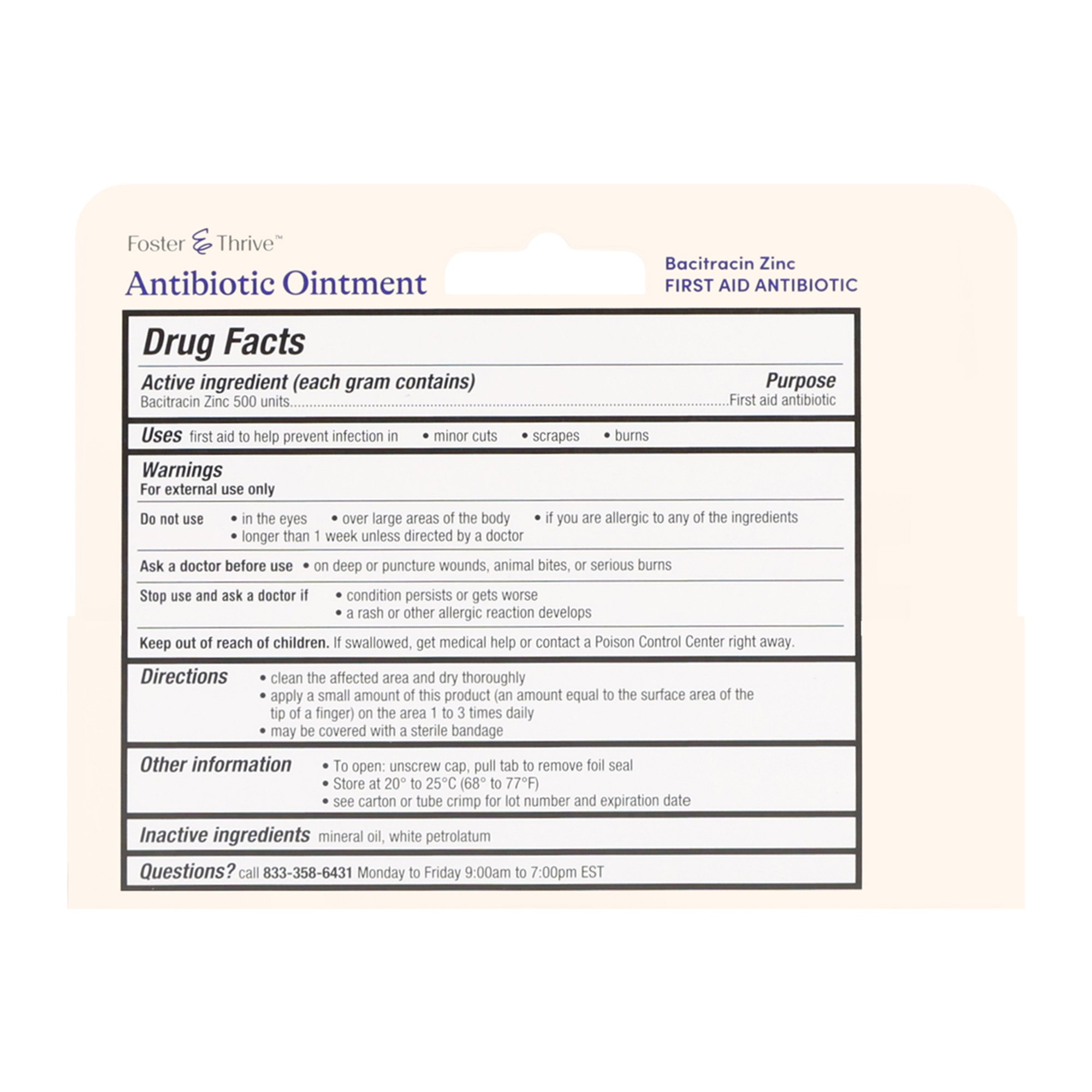 McKesson Brand 70677121101 - Foster & Thrive™ Bacitracin Zinc Antibiotic Ointment - 1/Each