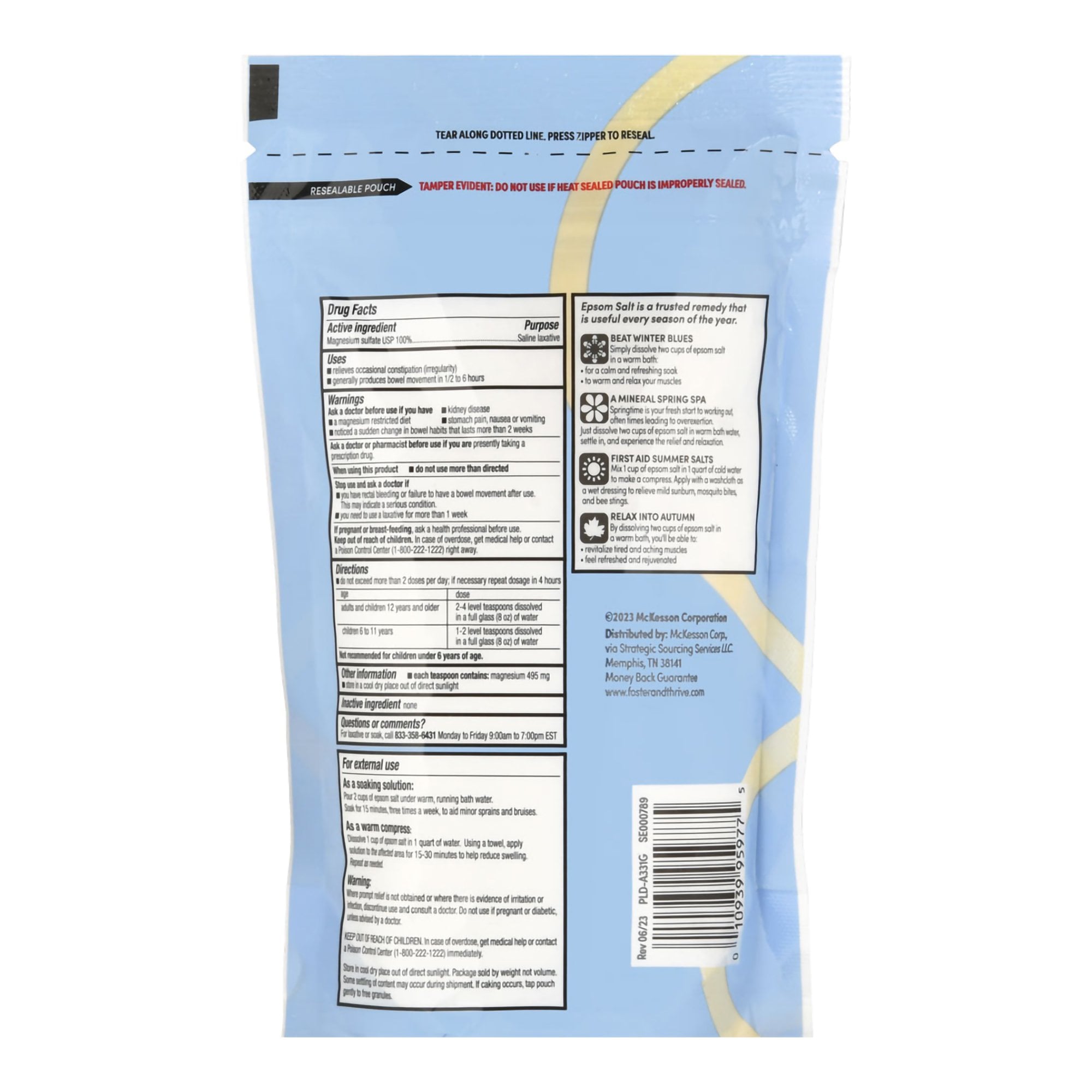 McKesson Brand 70677121001 - Foster & Thrive™ Multi-Purpose Epsom Salt Magnesium Sulfate - 1/Each