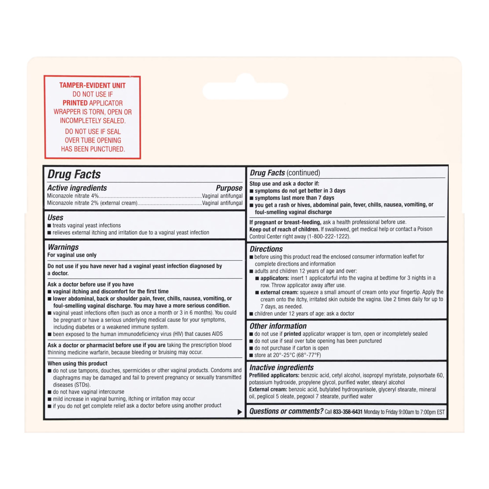 McKesson Brand 70677122301 - Foster & Thrive™ Miconazole Nitrate Vaginal Cream + Antifungal Combination Pack - 1/Each