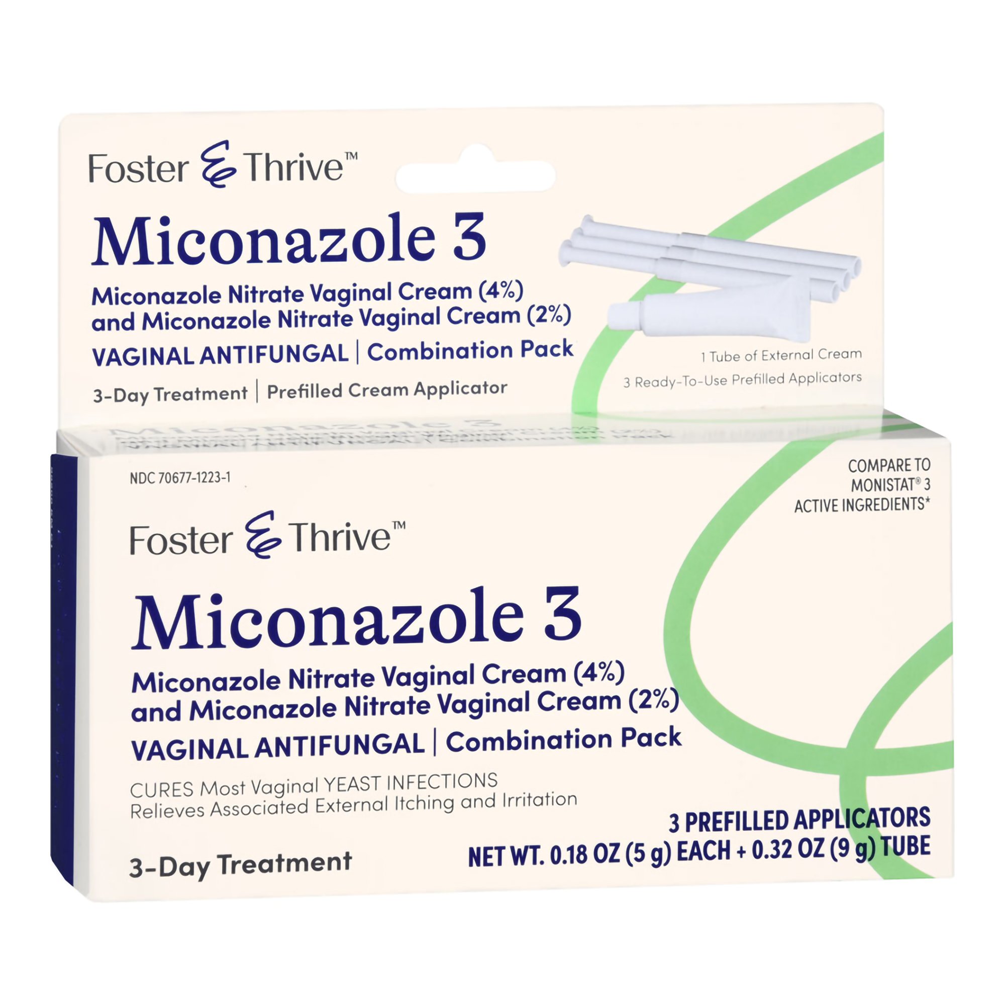McKesson Brand 70677122301 - Foster & Thrive™ Miconazole Nitrate Vaginal Cream + Antifungal Combination Pack - 1/Each