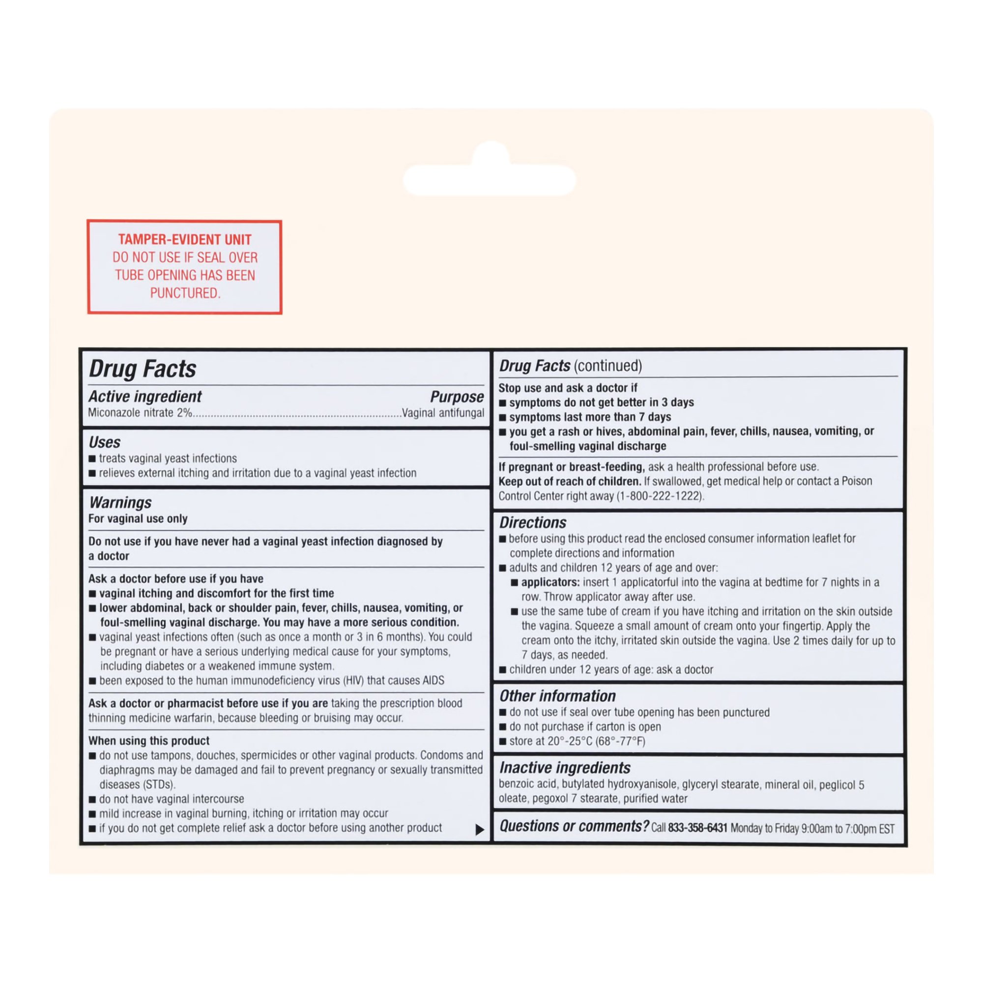 McKesson Brand 70677122501 - Foster & Thrive™ Miconazole Nitrate Vaginal Antifungal, 7 Day Cream - 1/Each