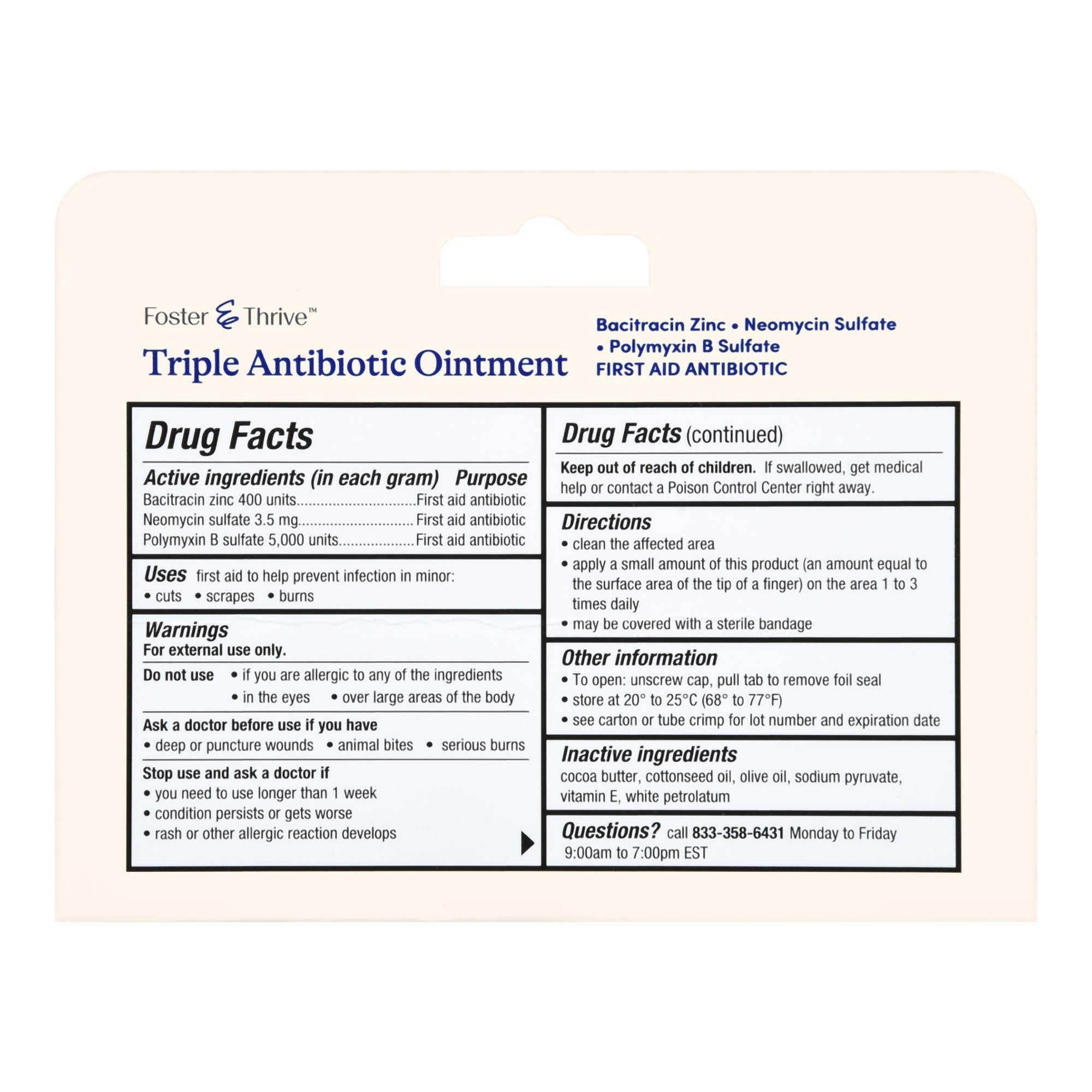 McKesson Brand 70677121701 - Foster & Thrive™ Triple Antibiotic Ointment - 1/Each