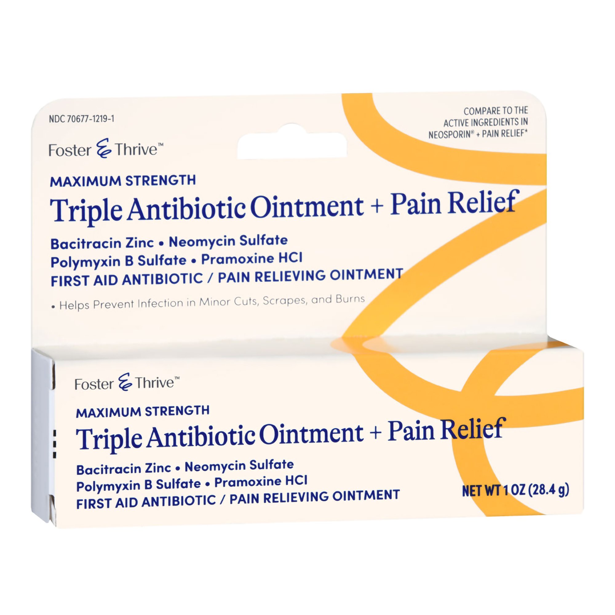 McKesson Brand 70677121901 - Foster & Thrive™ Maximum Strength Triple Antibiotic + Pain Relief Ointment - 1/Each