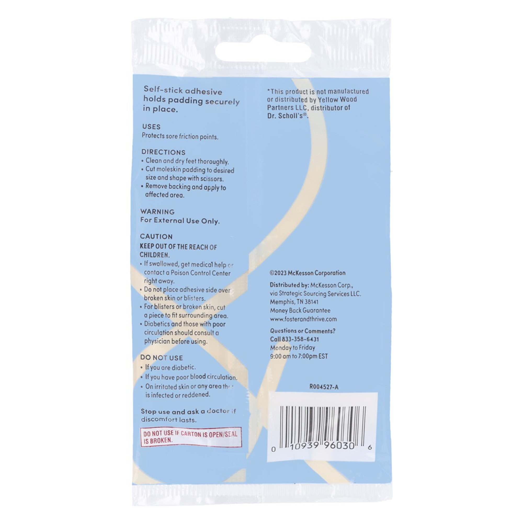 McKesson Brand 01093996030 - Foster & Thrive™ Moleskin Plus Padding - 3/Pack