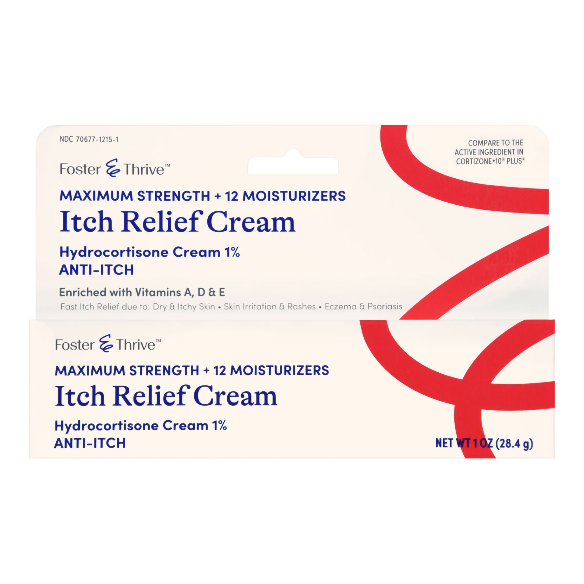 McKesson Brand - 70677121501 Foster & Thrive™ 1% Hydrocortisone + 12 Moisturizers Itch Relief Cream