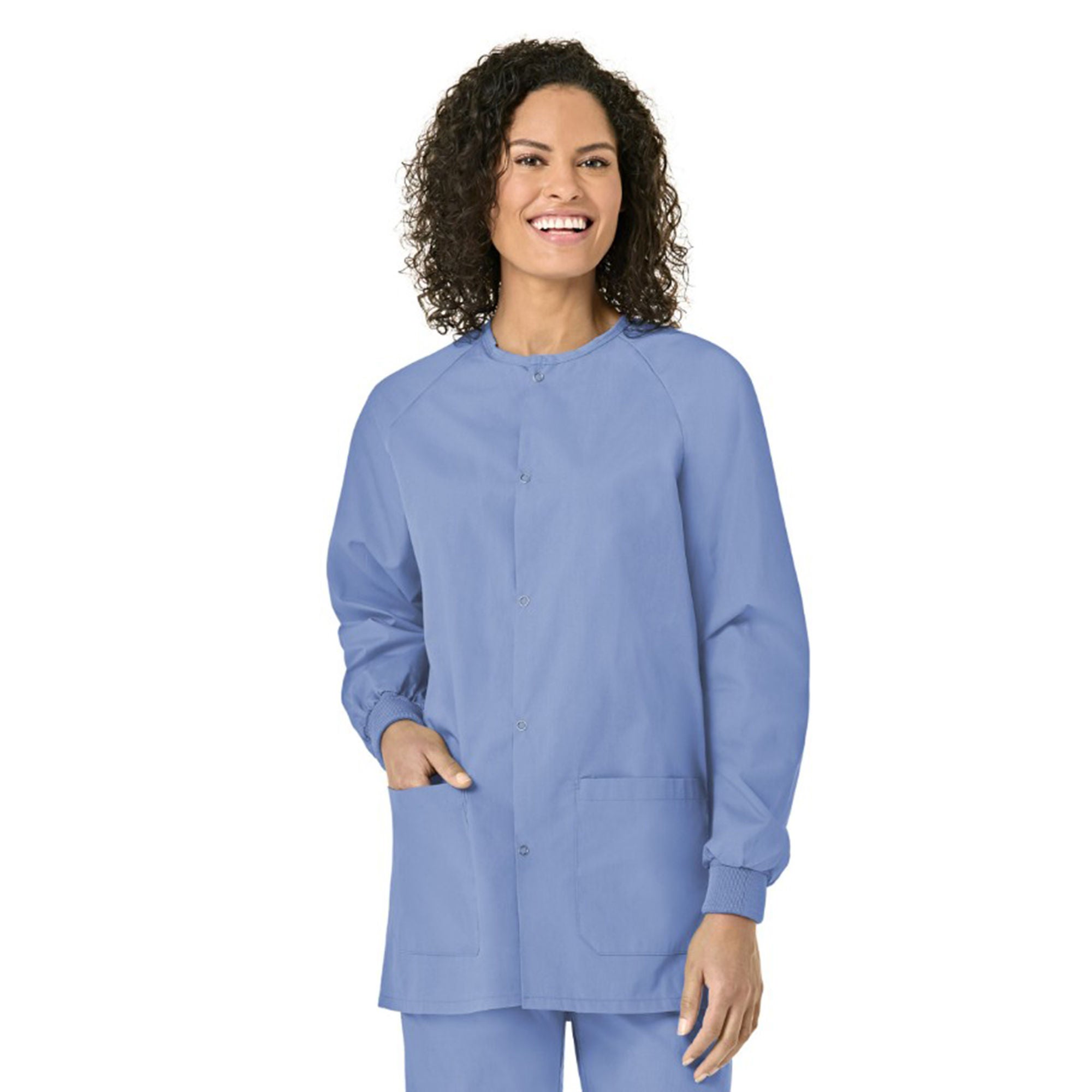 Fashion Seal Uniforms - 6722-4XL Warm-Up Jacket Fashion Seal Ceil Blue 4X-Large Hip Length 45% Polyester / 55% Cotton Reusable