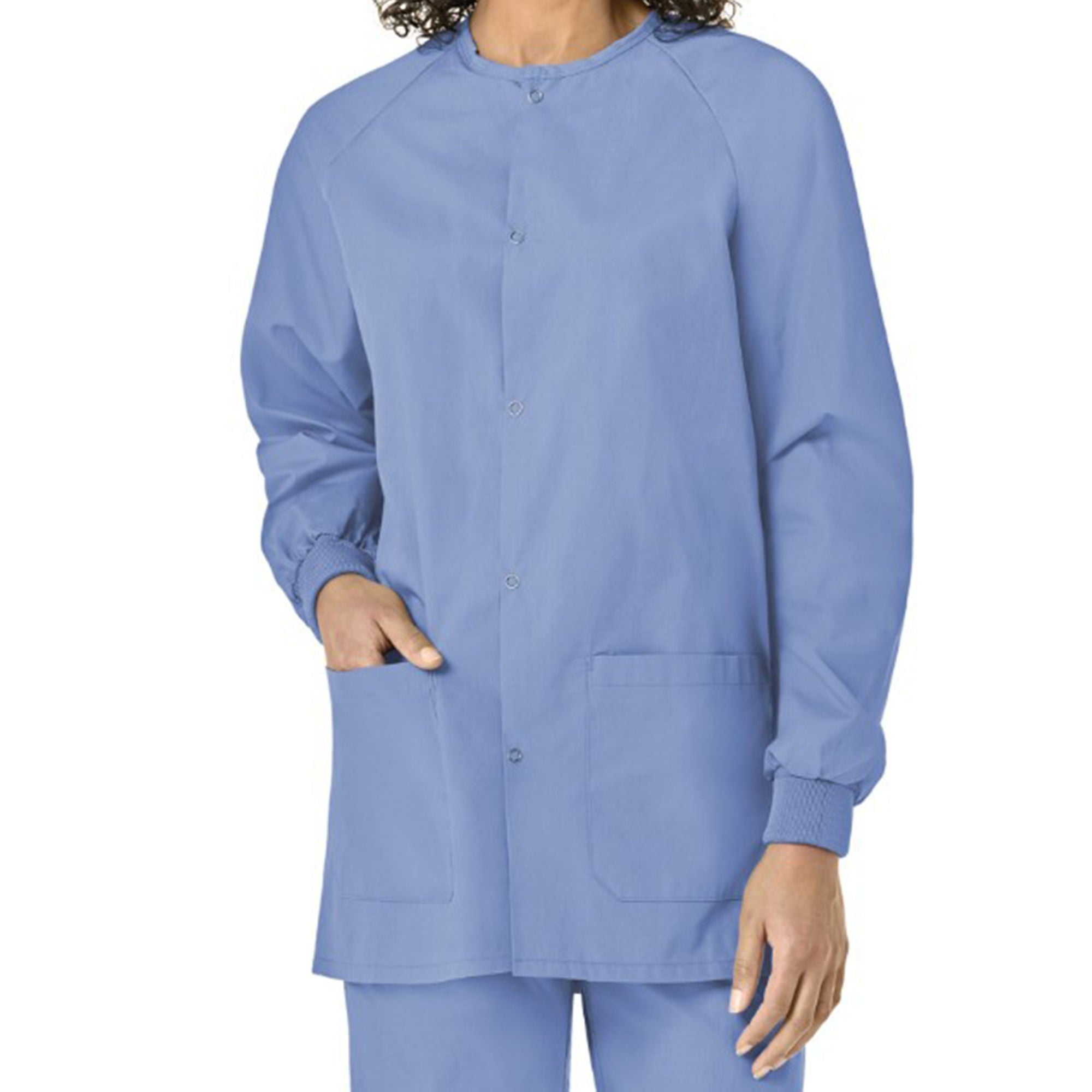 Fashion Seal Uniforms - 6722-4XL Warm-Up Jacket Fashion Seal Ceil Blue 4X-Large Hip Length 45% Polyester / 55% Cotton Reusable
