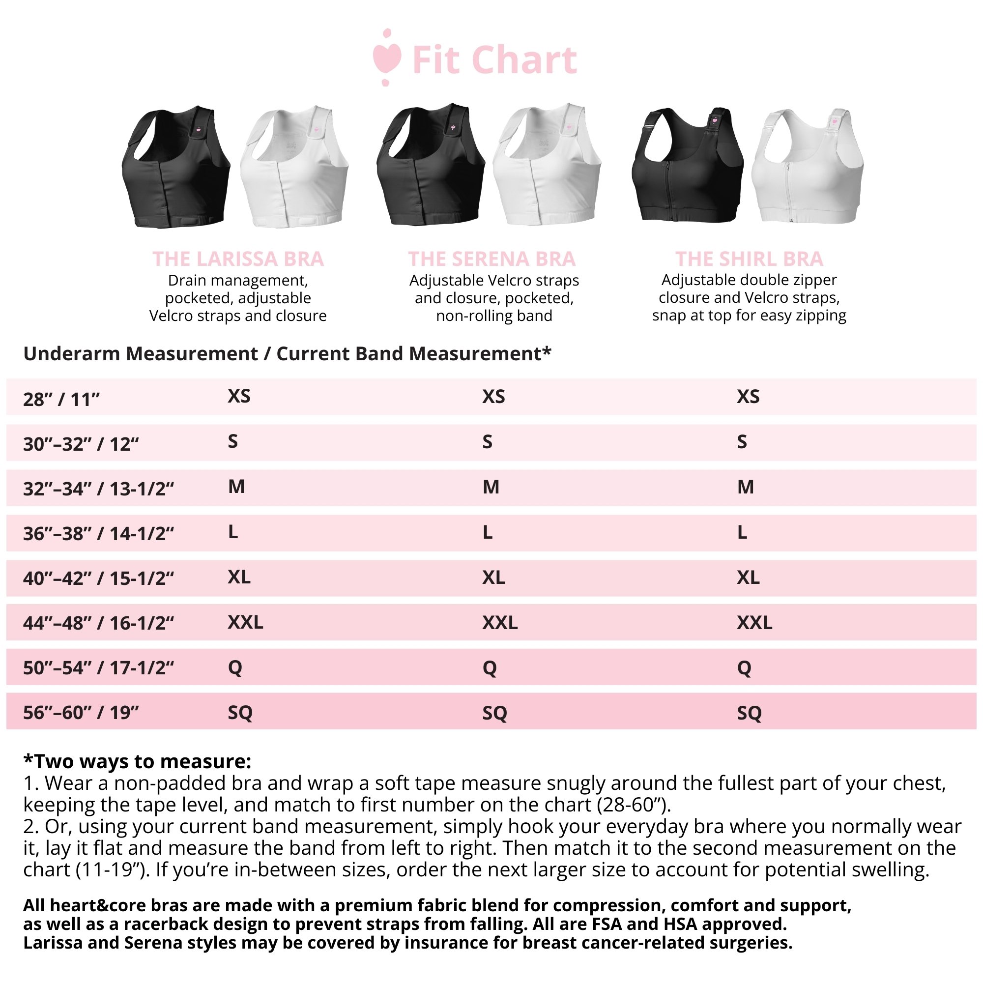 heart&core Sports and Medical LLC HC00004WM - Serena Post Surgical Bra, White, Medium - 1/Each, 36/Case