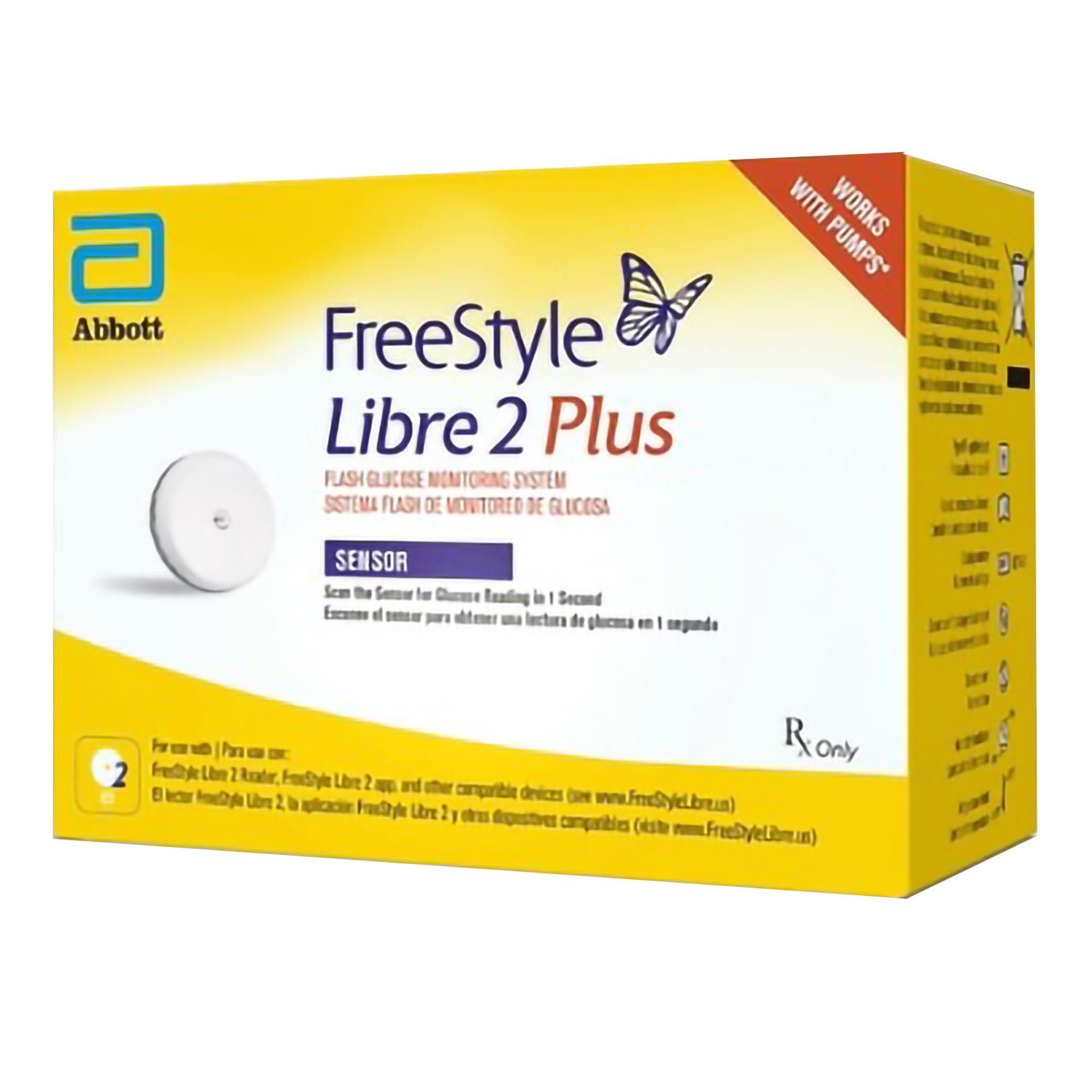 Abbott - 78747-01 Glucose Meter Sensor FreeStyle® Libre 2 Plus 1 Minute Results 15 Days No Coding Required