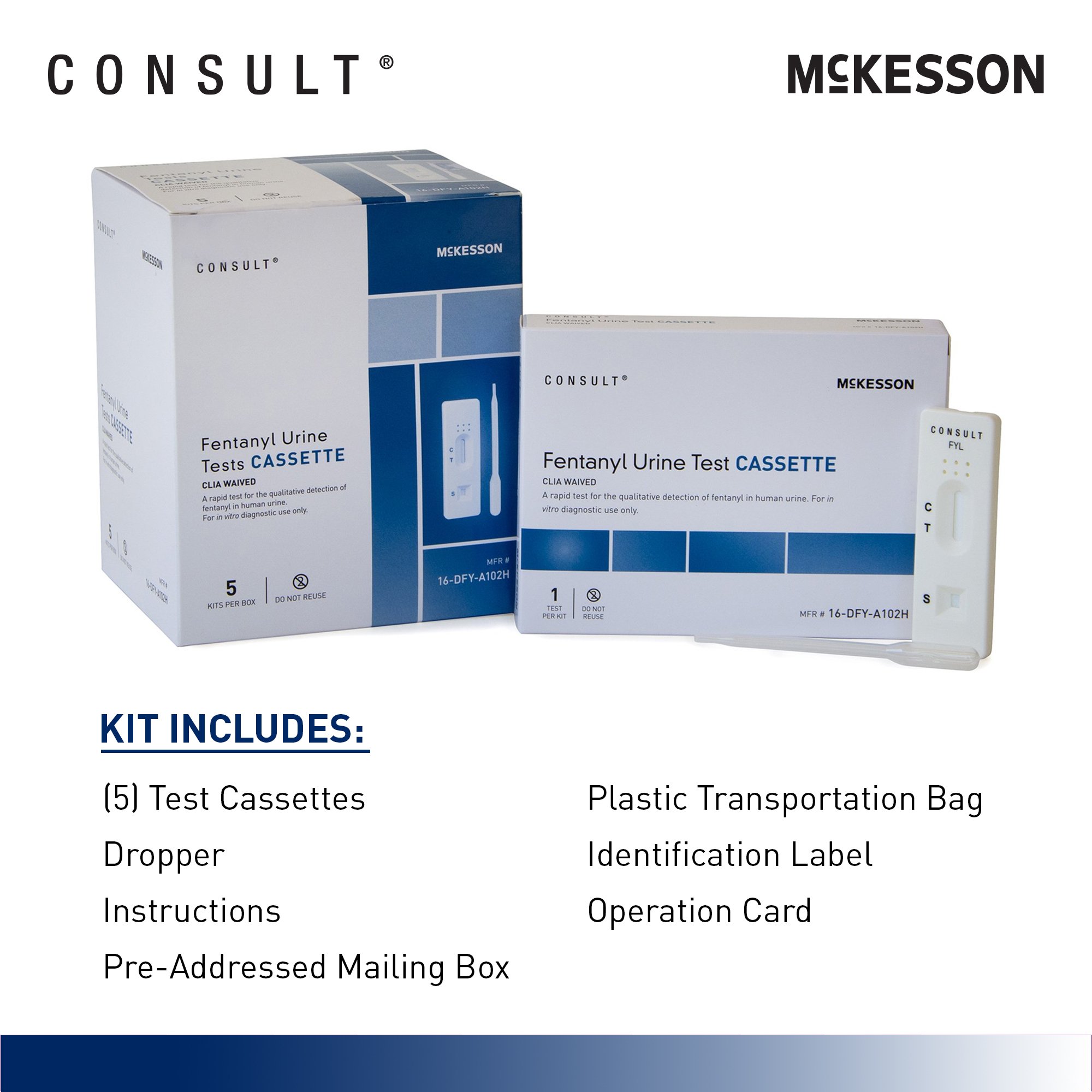 McKesson Brand 16-DFY-A102H - McKesson Consult® Over-the-Counter Test Kit for At-Home Use, Fentanyl - 1/Kit, 64/Case