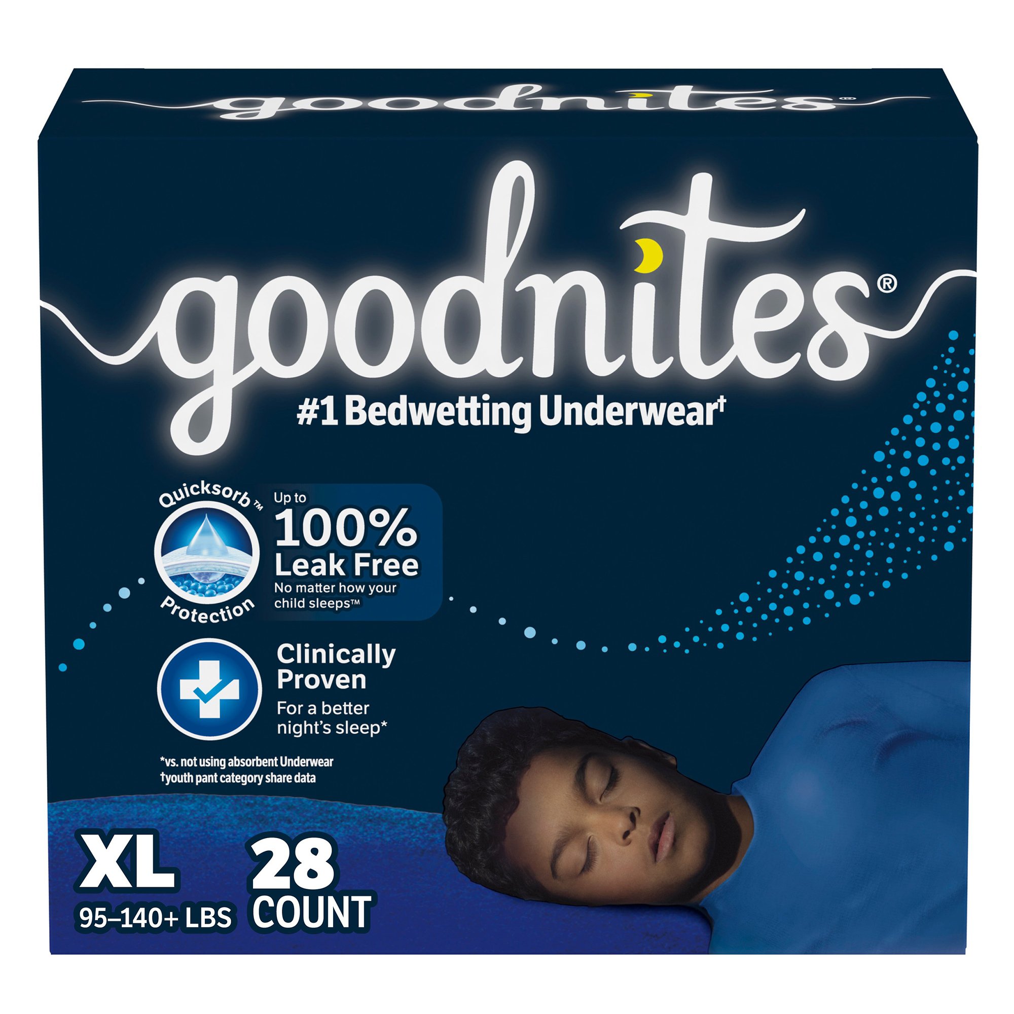 Kimberly Clark 55335 - GoodNites® Night Time Underwear, Extra Large for Boys weighing 95 – 140 lbs. - 28/Case