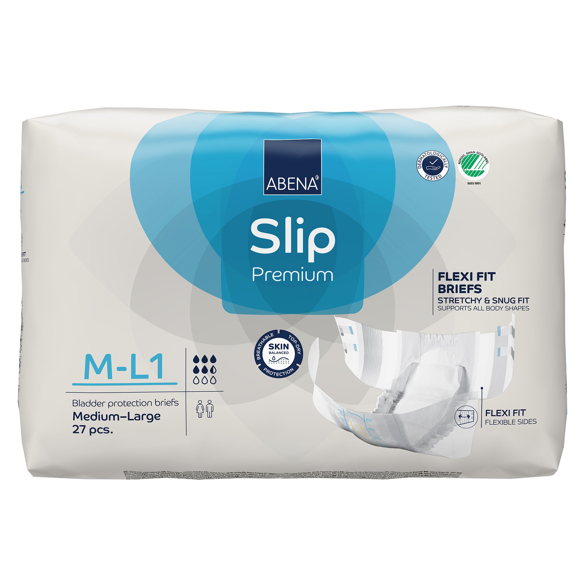 Abena North America 1000020859 - Abena® Slip Premium Flexi Fit Incontinence Briefs, M-L1 - 27/Pack, 108/Case