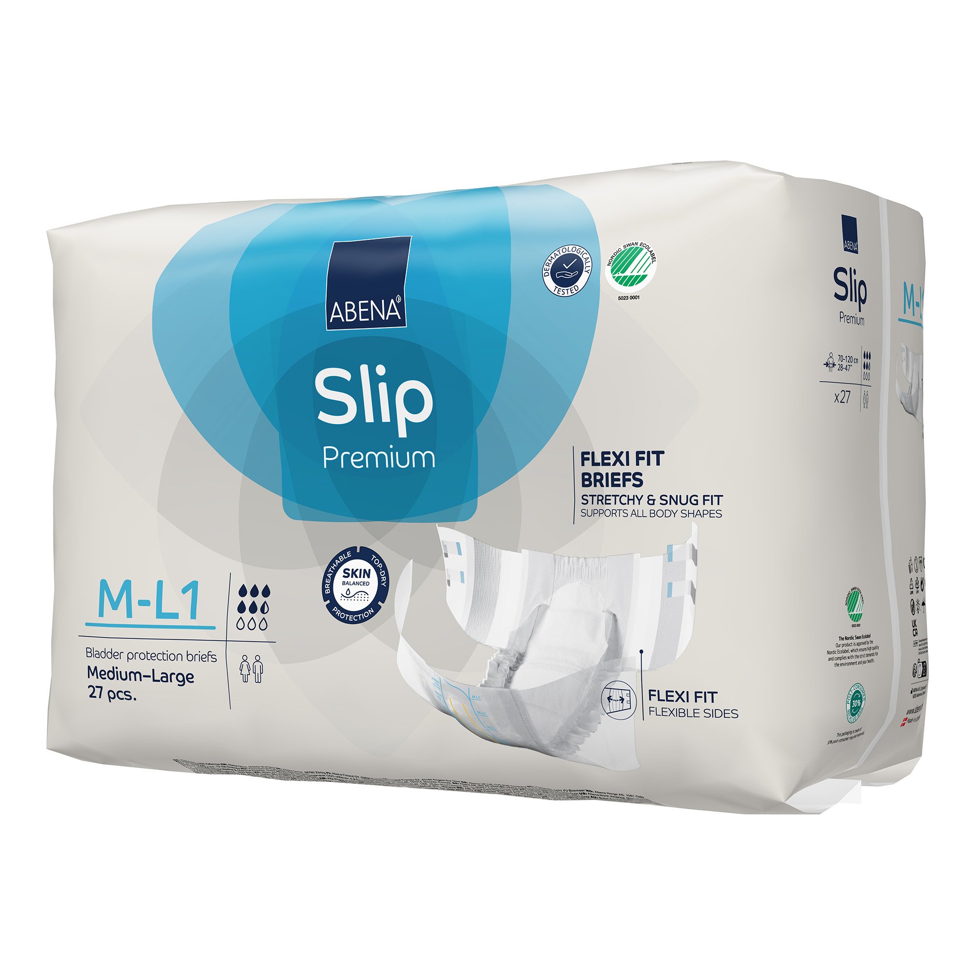 Abena North America 1000020859 - Abena® Slip Premium Flexi Fit Incontinence Briefs, M-L1 - 27/Pack, 108/Case