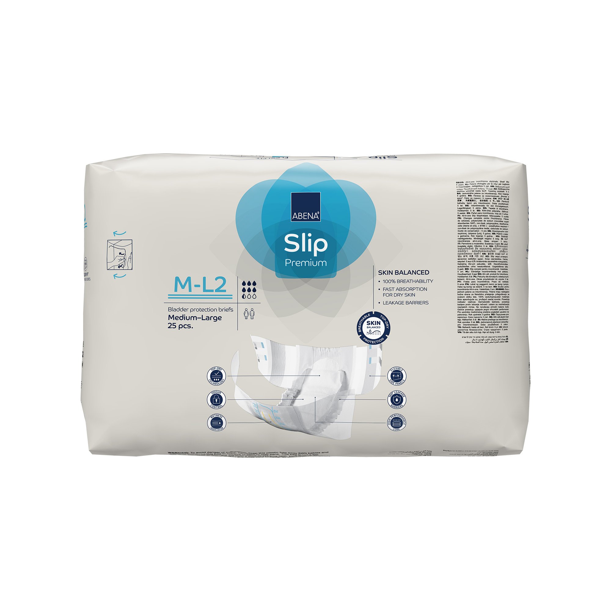 Abena North America 1000020860 - Abena® Slip Premium Flexi Fit Incontinence Briefs, M-L2 - 25/Pack, 100/Case