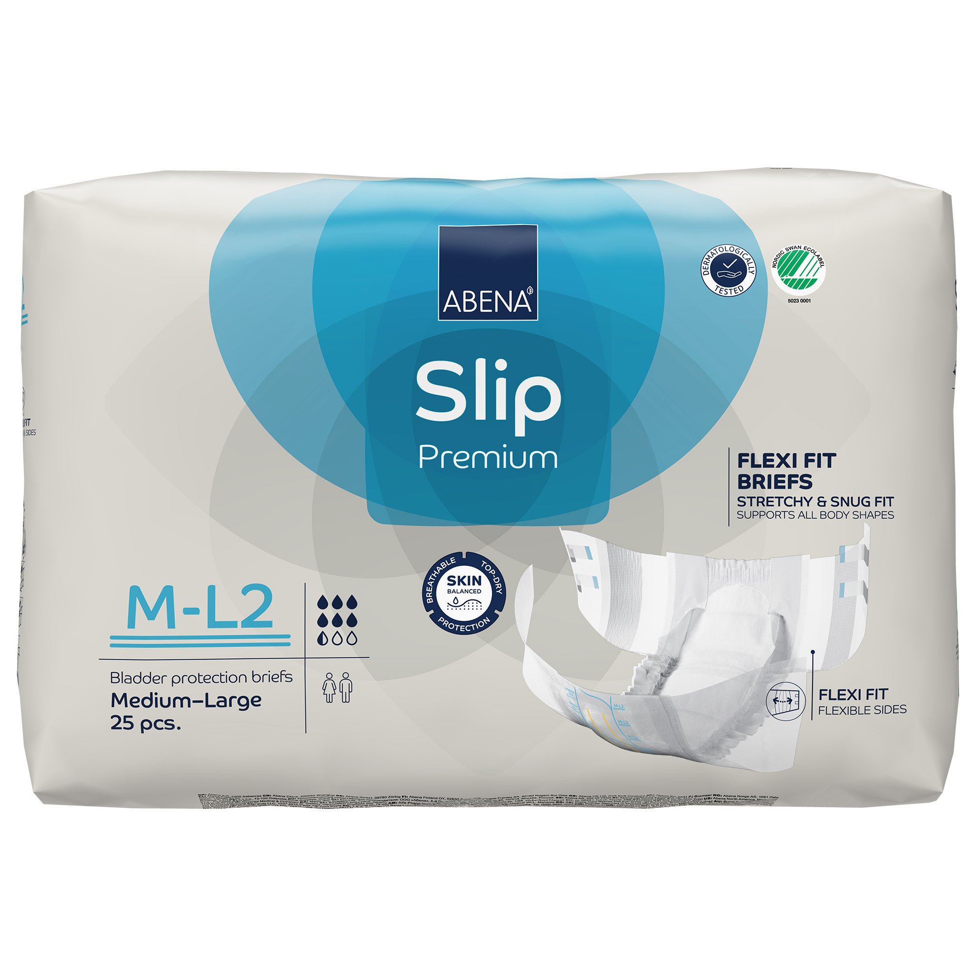 Abena North America 1000020860 - Abena® Slip Premium Flexi Fit Incontinence Briefs, M-L2 - 25/Pack, 100/Case